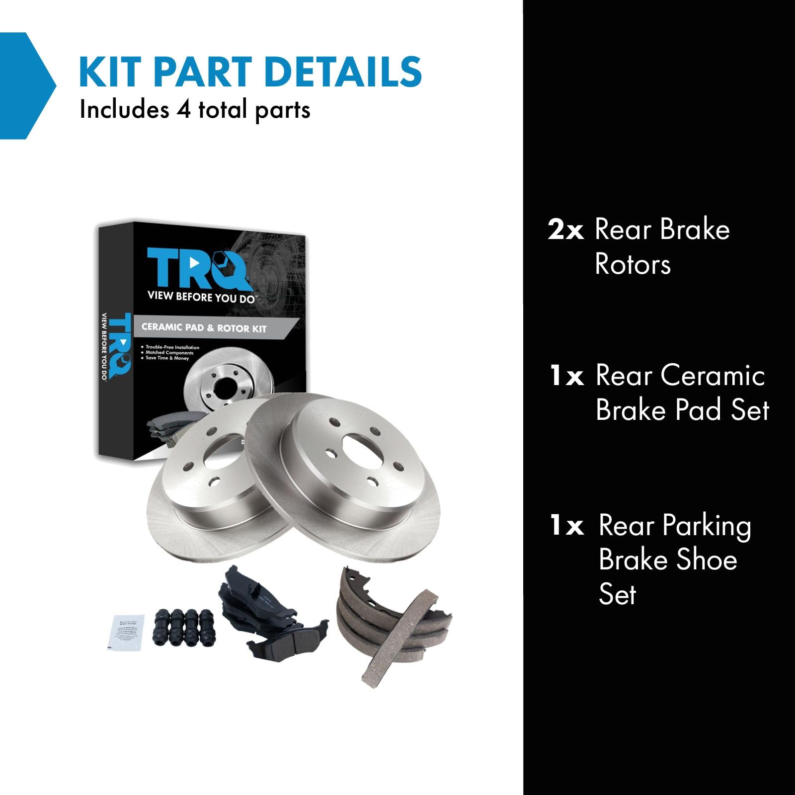 Trq Rear Brake Pad & Rotor Kit Compatible With 95-10 Chrysler 95-06 Dodge 97-01 Plymouth