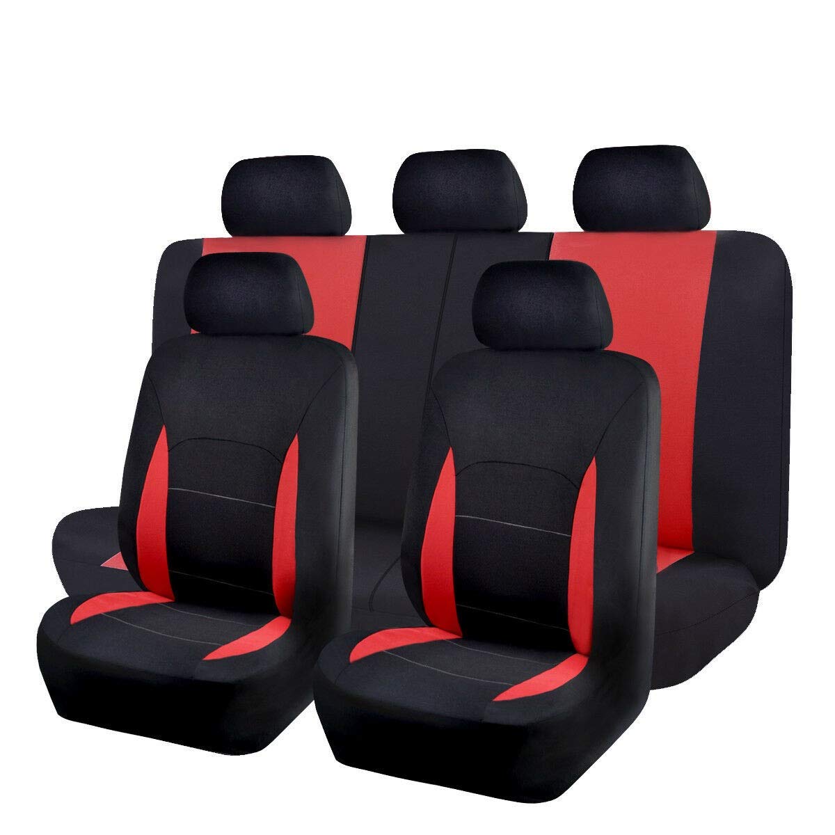 Flying Banner Car Seat Covers Full Set Front Seats And Rear Bench Polyester Car Seat Protectors Black Gray Purple Airbag Compatible Rear Bench Split (Black Red)