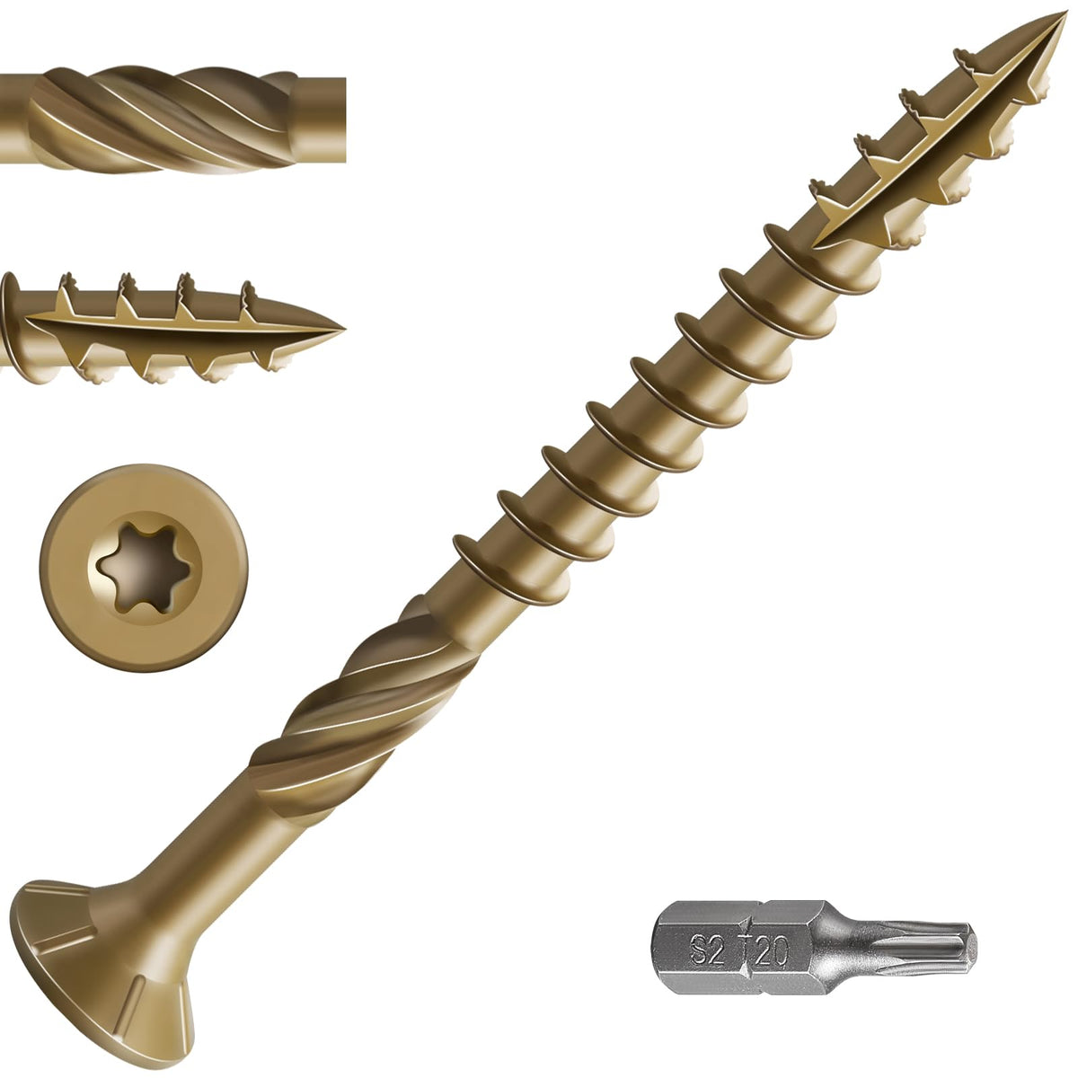 Wensilon #10 * 2-1/2' Deck Screws, (1214Pcs)15 Lbs.Exterior Wood Screws, Rust Resistant Epoxy Coated, Bronze, T25 Star Bit