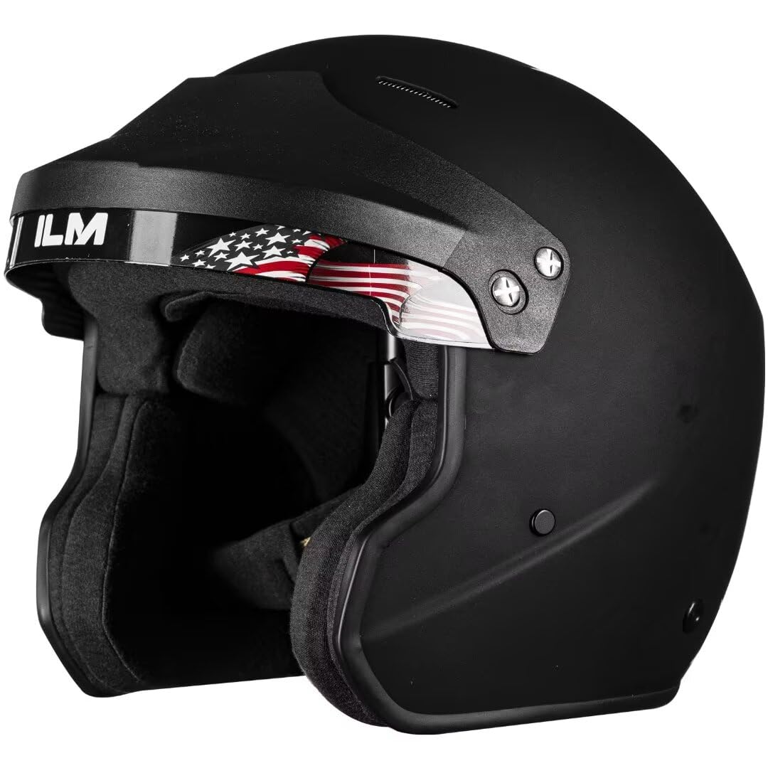 ILM Snell SA2020 Open Face Auto Racing Helmets for Men and Women Model R85 (M, MatteBlack)