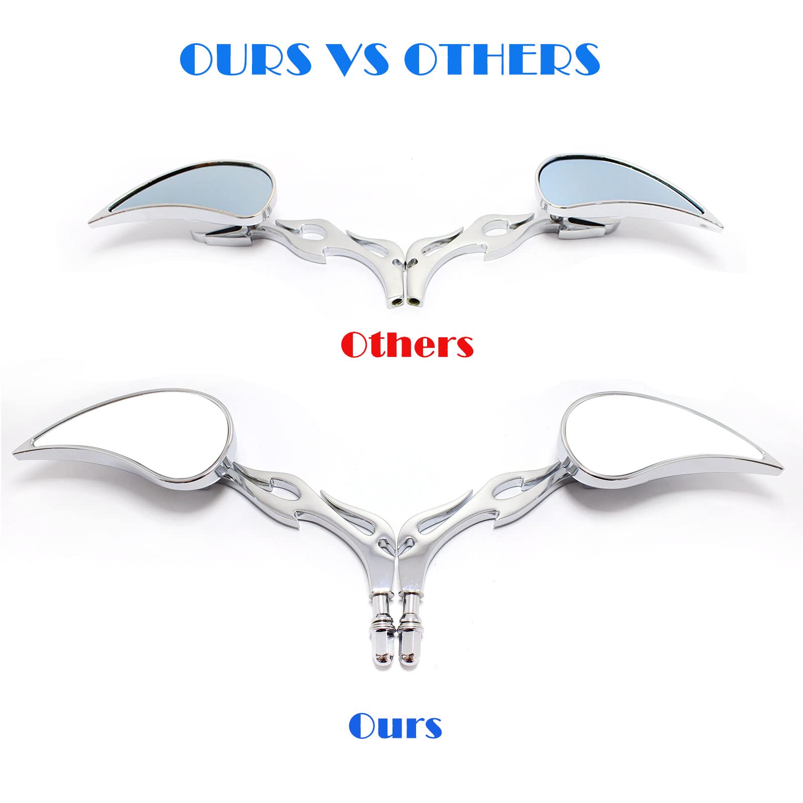 8mm Chrome Motorcycle Teardrop Rearview Side Mirrors For Sportster XL 883 1200 Road King V-Rod Street Glide Electra Glide Dyna S