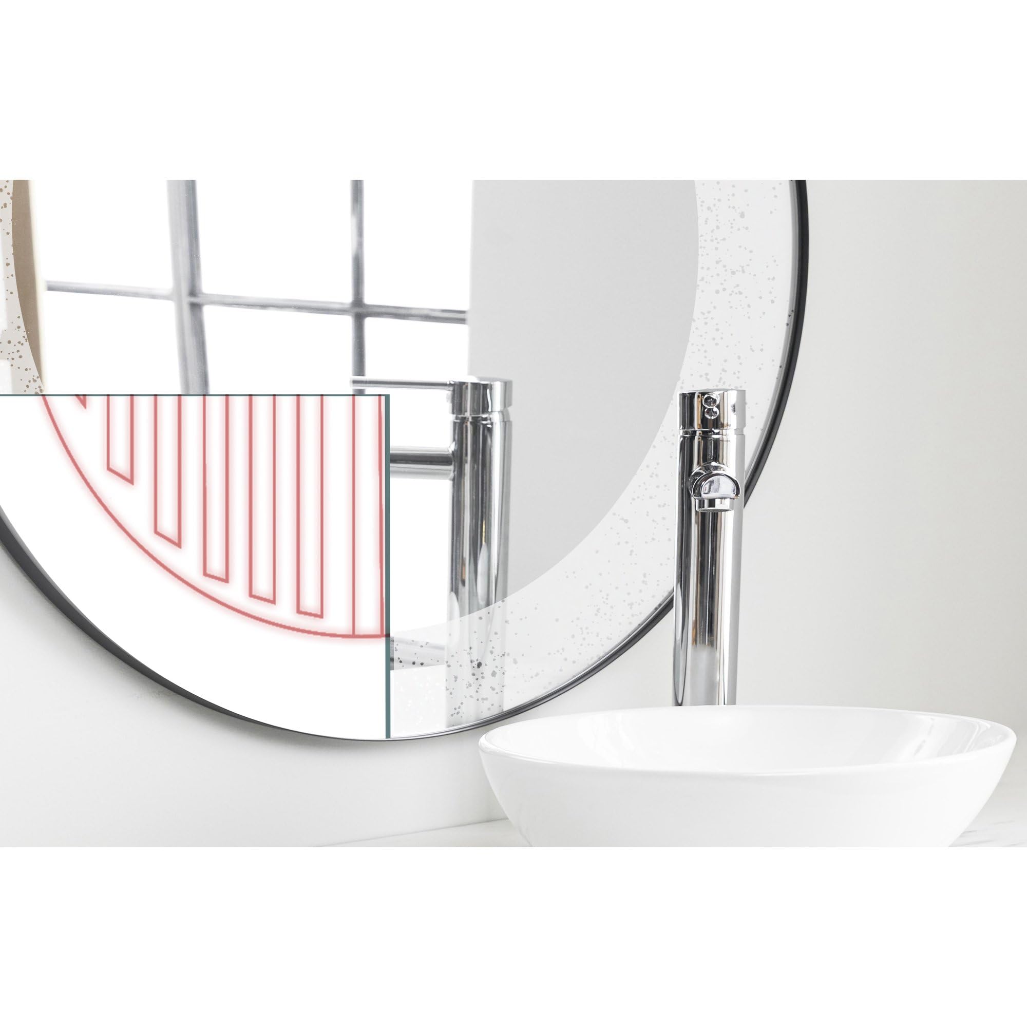 Warmlyyours Clearlyyou Mirror Defogger Circular 20X20 In. Self-Adhesive Electric Steam And Fog Remover For Existing Bathroom Wal