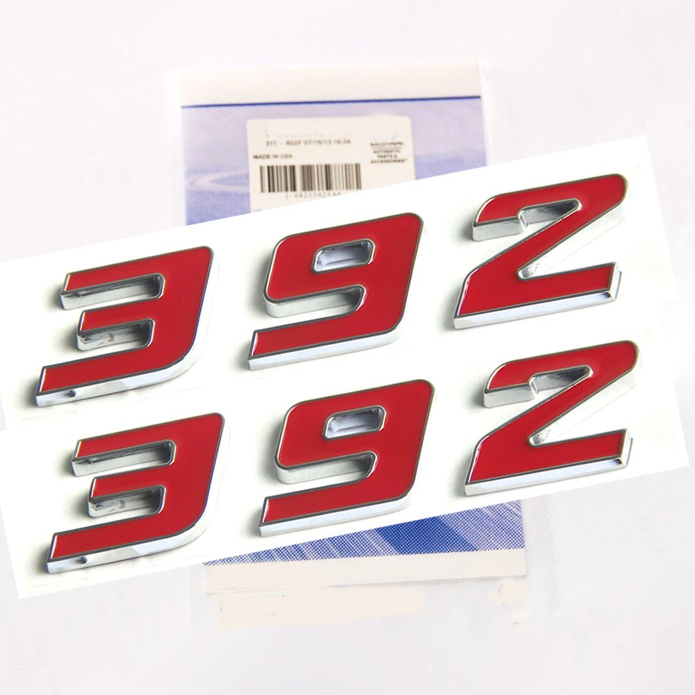 Yoaoo 2X Oem Red 392 Emblem Badge Decal 3D Logo Replacement For 300C 392 Badge