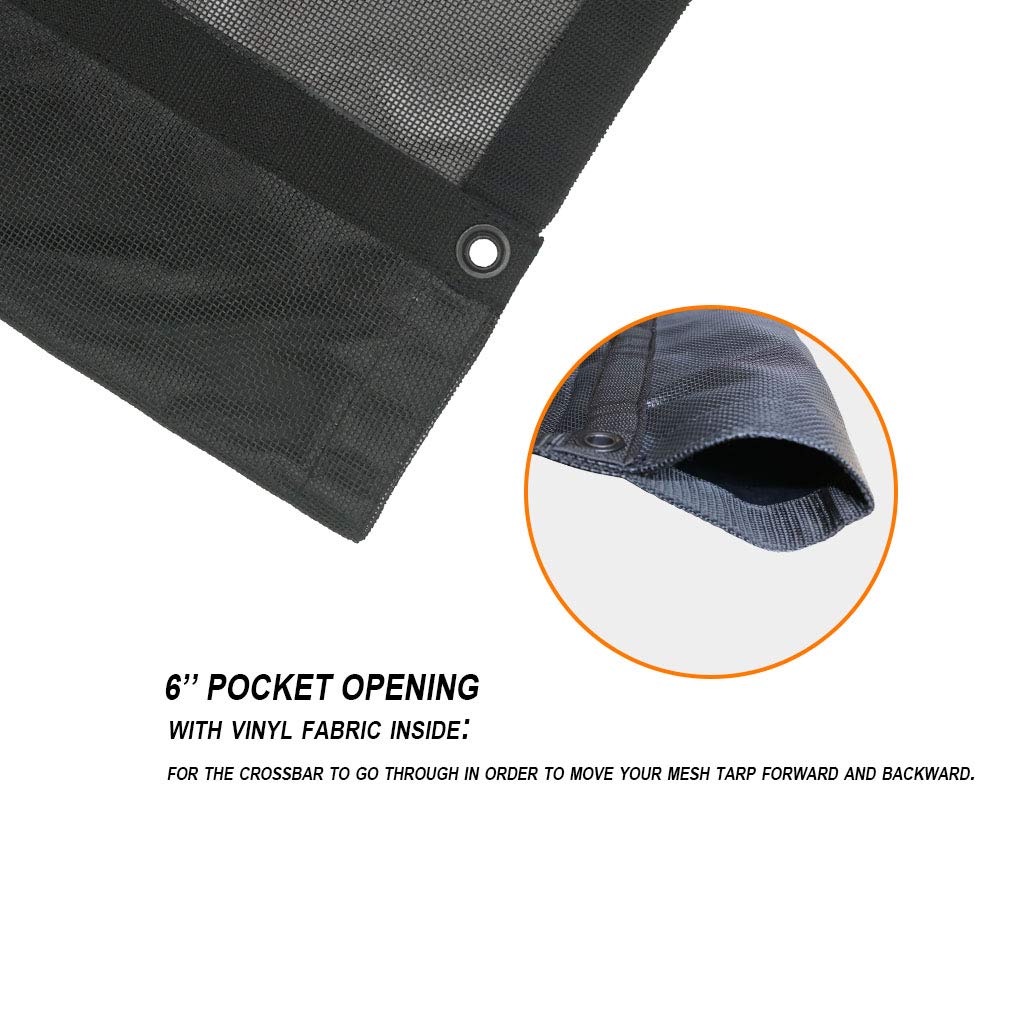 Dump Truck Mesh Tarp 8'X20' - Black Tentproinc Heavy Duty Cover With 6'' Pocket Reinforced Double Needle Stitch Webbing Ripping