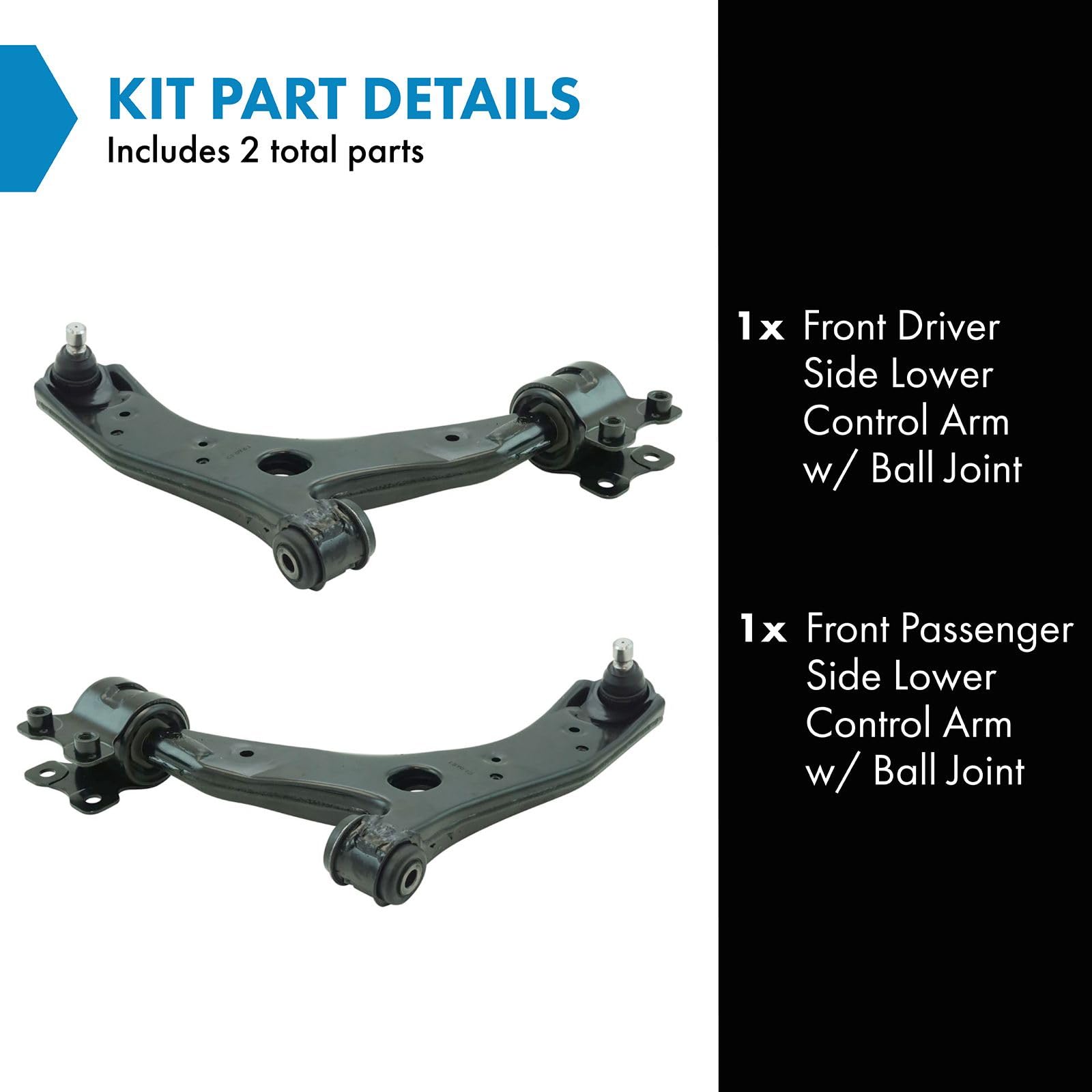 Trq Front Lower Control Arm With Ball Joint Set Compatible With 2007-2009 Mazda 3