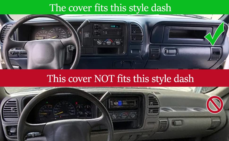 Dash Cover Custom Fit For 1997-2000 Chevy Chevrolet Silverado/Gmc C1500 C2500 C3500 K1500 K2500 K3500, 1997-99 Gmc Yukon/Chevy Tahoe Suburban, Dashboard Mat Pad(97-98, Dark Gray) Y57