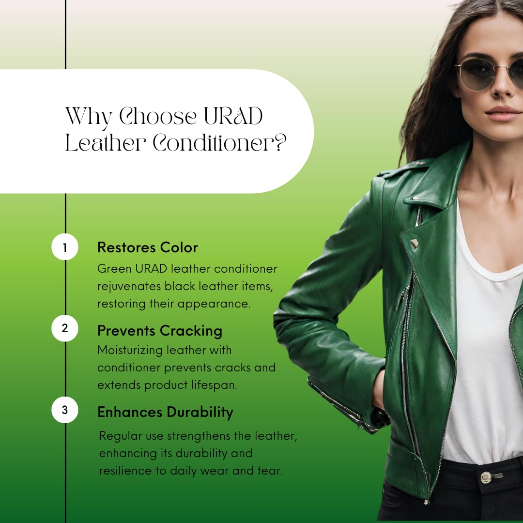 Urad Leather Conditioner, Green, 50Ml - Revitalizes, Protects & Enhances Green Leather Belts, Shoes, Handbags & Furniture
