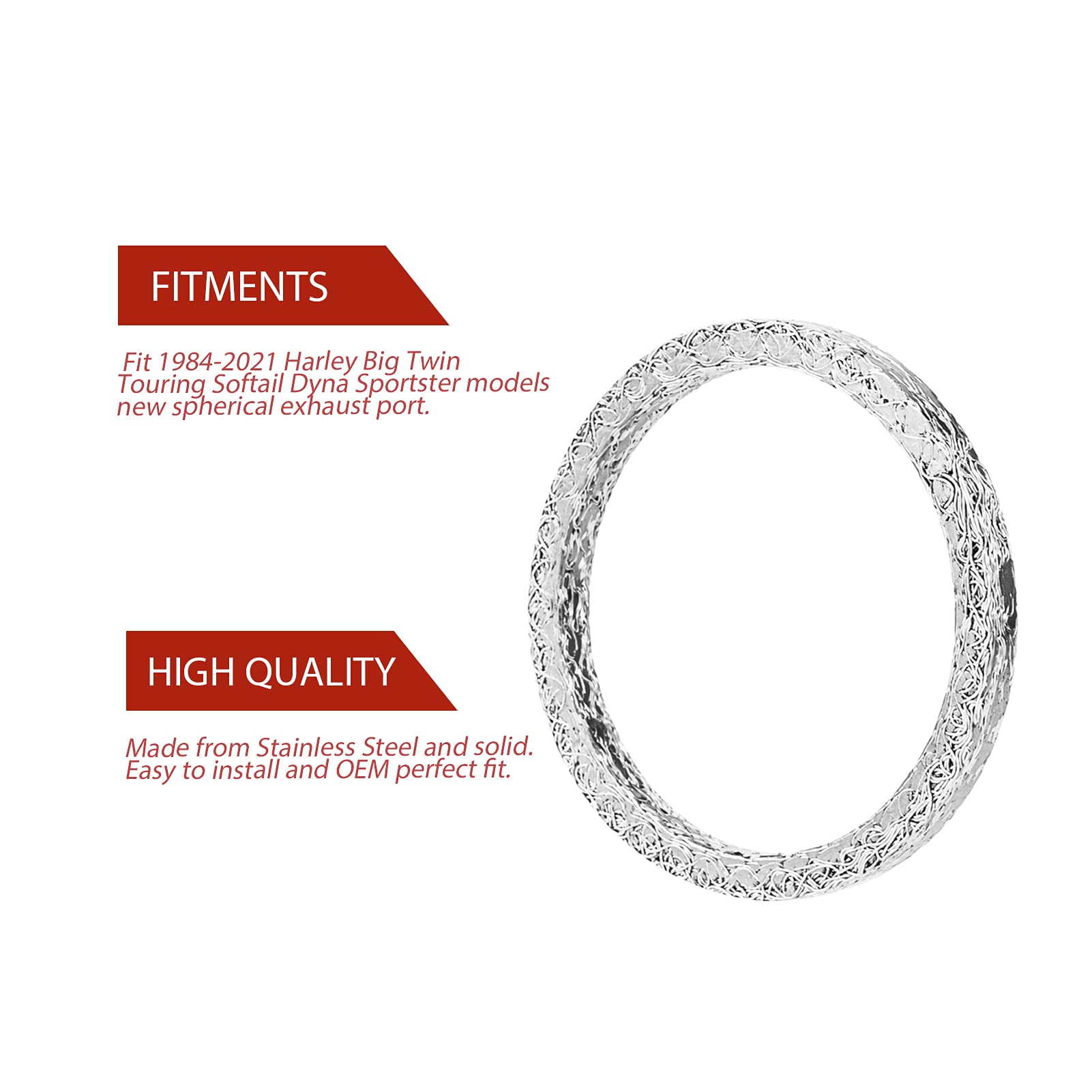 Mofun Exhaust Gasket Kit Harley Exhaust Flange Compatible With 1984-2023 Harley Big Twin Sportster Touring Softail Dyna,Steel Me