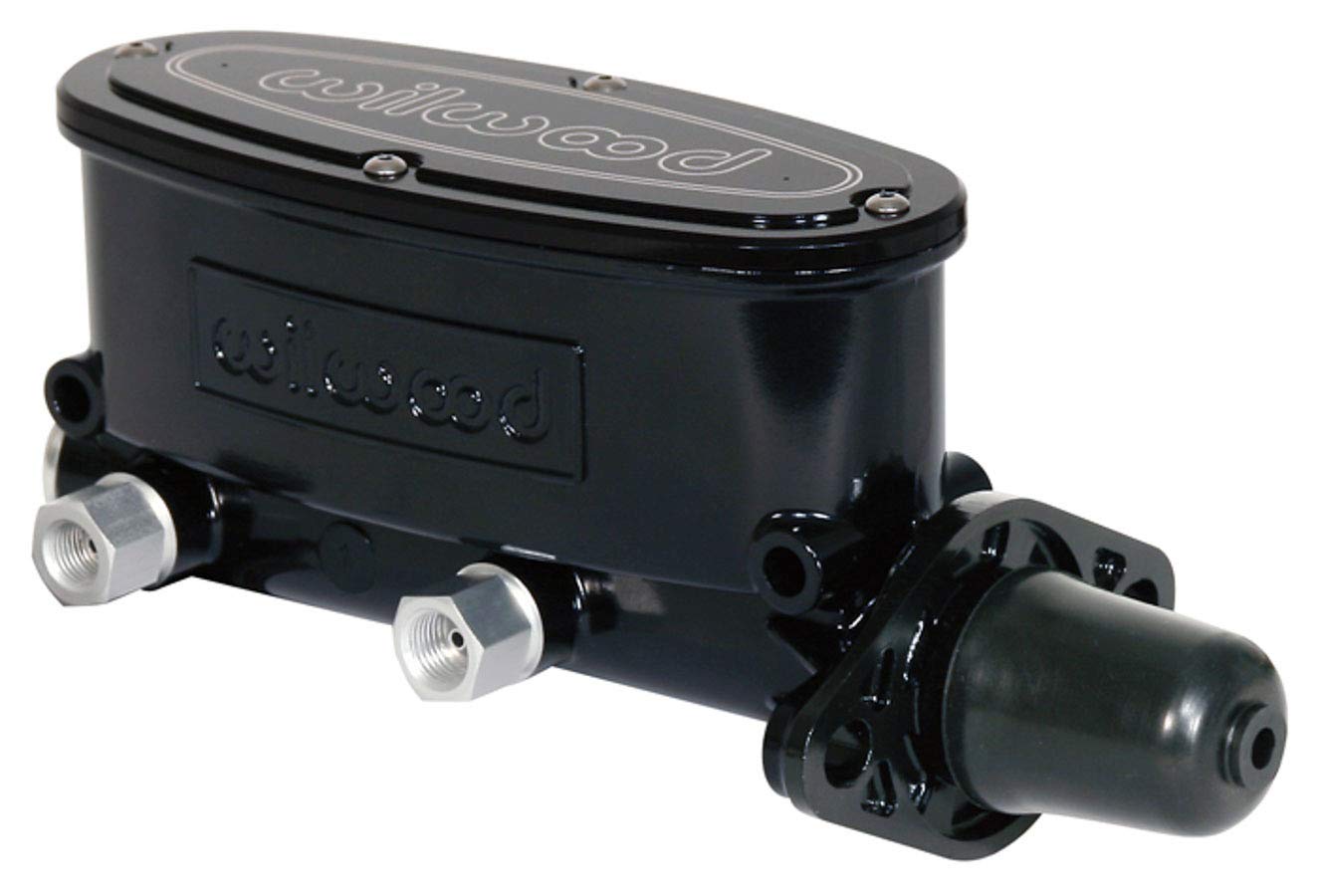 Wilwood Master Cylinder, Tandem, 1 in Bore, 1.100 in Stroke, Integral Reservoir, Aluminum, Black Paint, Kit (260-8555-BK)