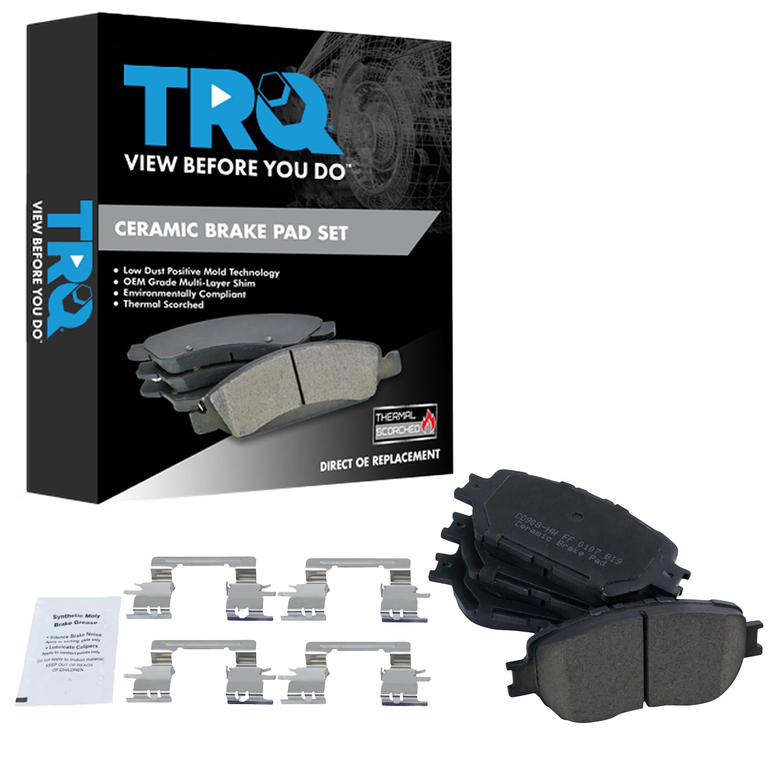 TRQ Front Brake Pads Ceramic Compatible with 2006 Lexus GS300 2009-2015 IS250 2002-2006 Toyota Camry