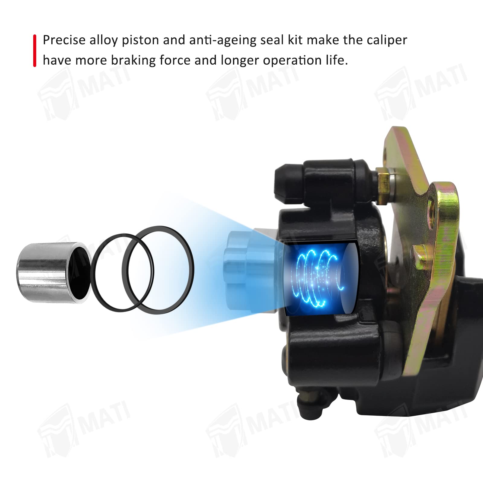 M Mati Rear Brake Caliper For Honda 400Ex Trx400Ex Sportrax 1999-2004 Atc200X Atc350X 1986-1987 With Parking Brake Off 43250-Hn1-006&06435-Ha5-671