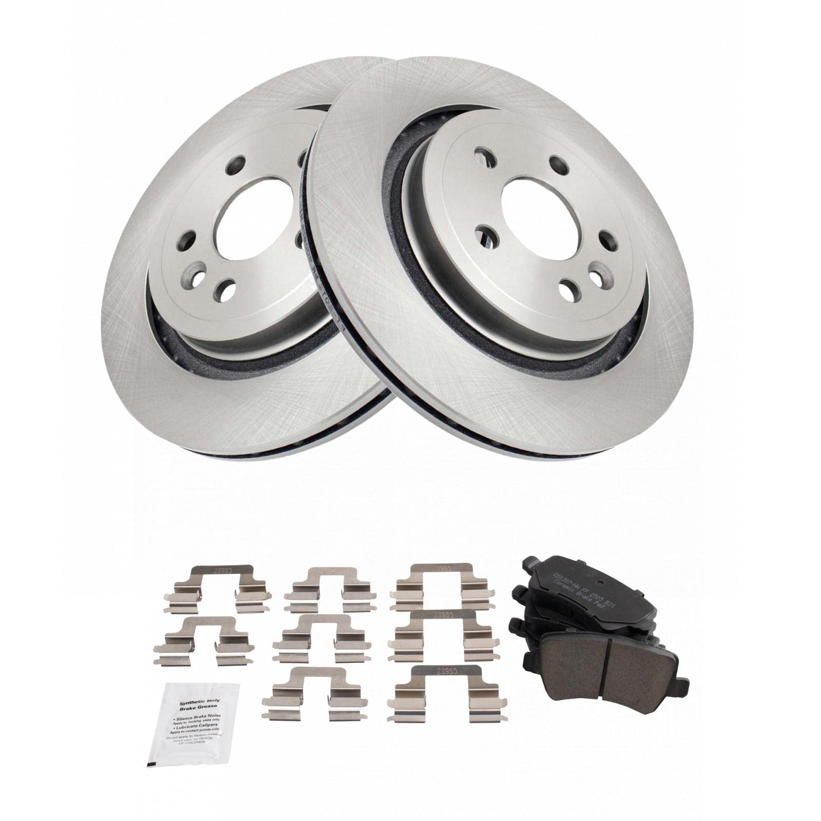 TRQ Rear Brake Pad & Rotor Kit Brake Pads Brake Rotor Ceramic Compatible with 2011-2018 Volvo S60 2007-2016 S80 2015-2018 V60 20