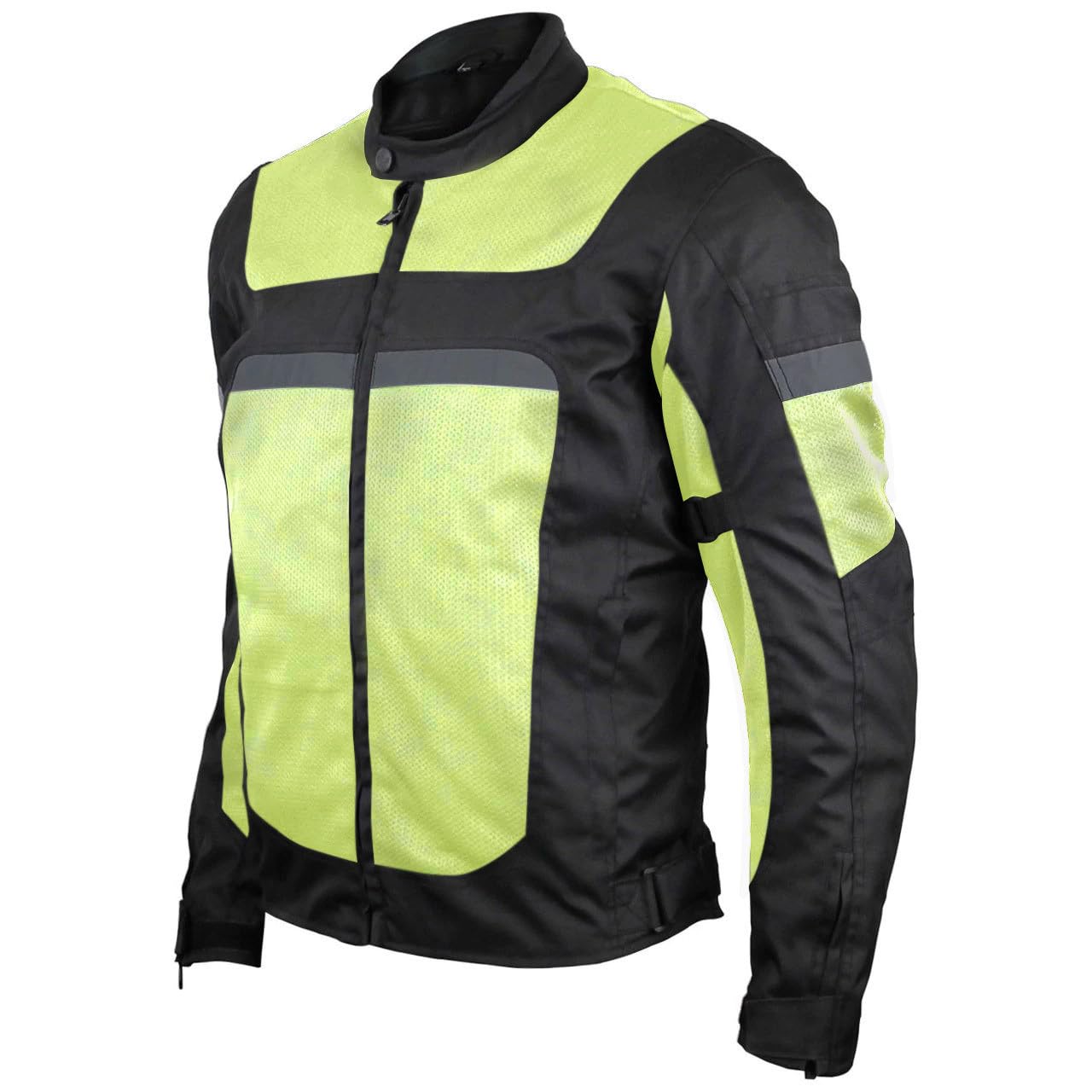 Vance Leather Revo Mens Advanced All-Season Hi-Viz Reflective Mesh & Textile Motorcycle Jacket W/Ce Armor & Removable Liner (Hi-Viz Green, X-Large)