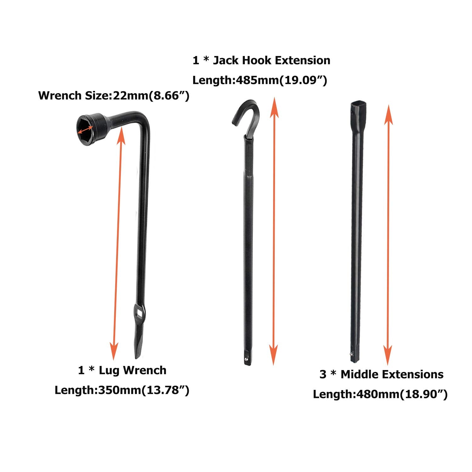 Dr.Roc Spare Tire Tool Kit - Jack Handle & Lug Wrench, DRS570, Black, Compatible with Dodge Ram 1500 & Jeep Gladiator 2020-2021