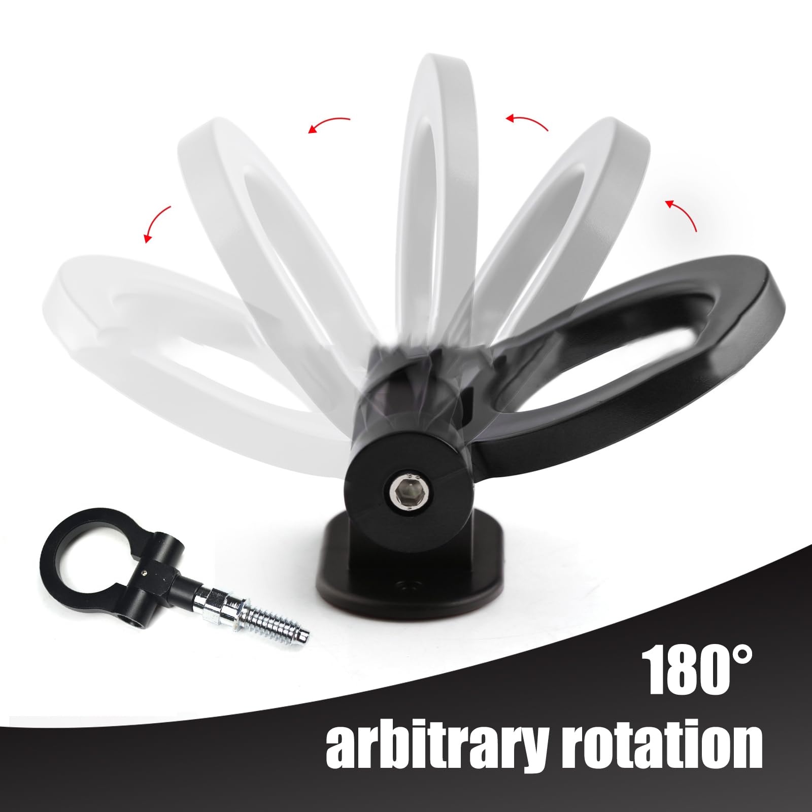 Yumfugu 1 PC Car Front Bumper Pull Ring, Alloy Knock-Resistant Structure Stable Screw-in Tow Hook, Multi-Functional Modification