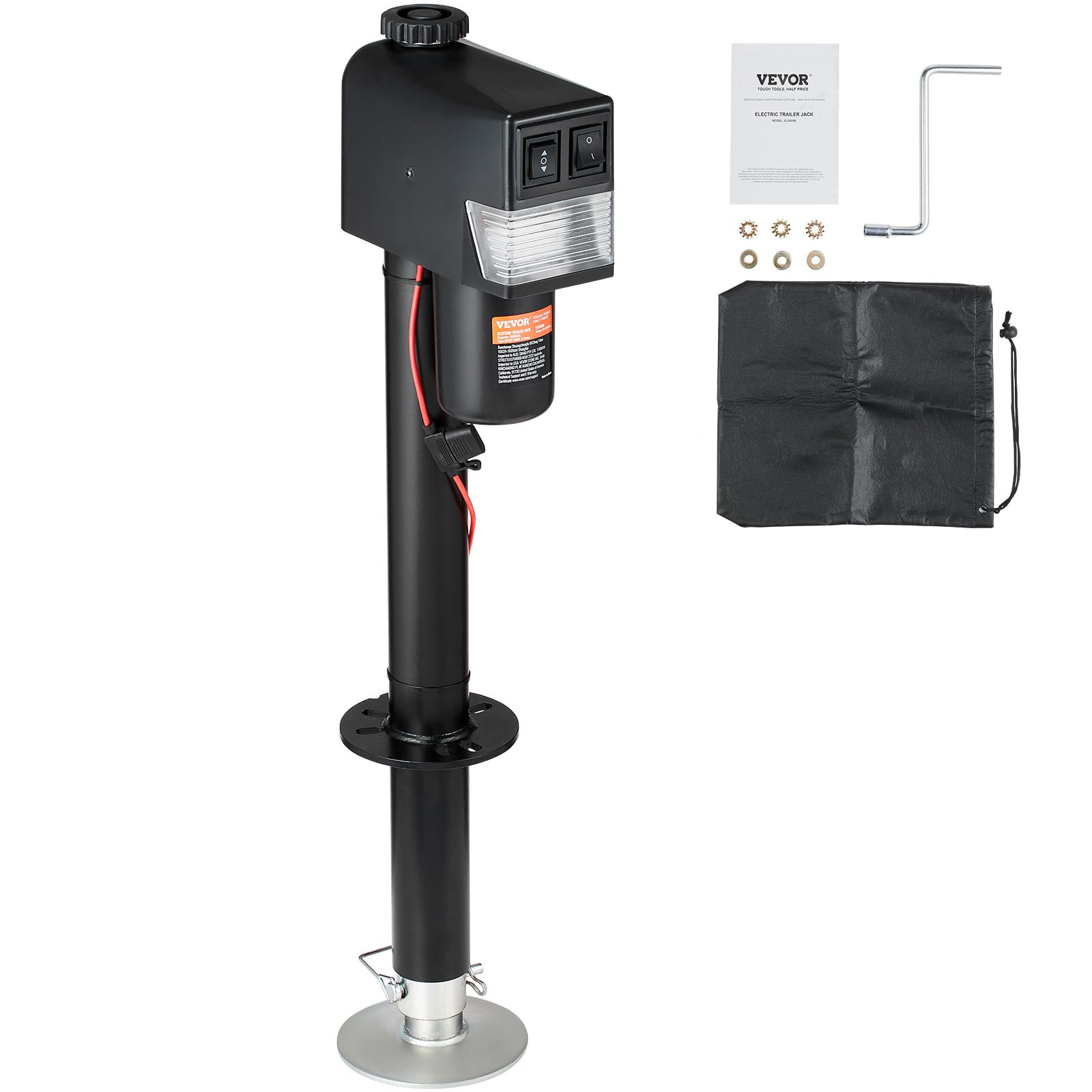 VEVOR Electric Trailer Jack, 7500 lbs Capacity, Electric Power Tongue Jack with Waterproof Protective Cover & LED Light for Trav