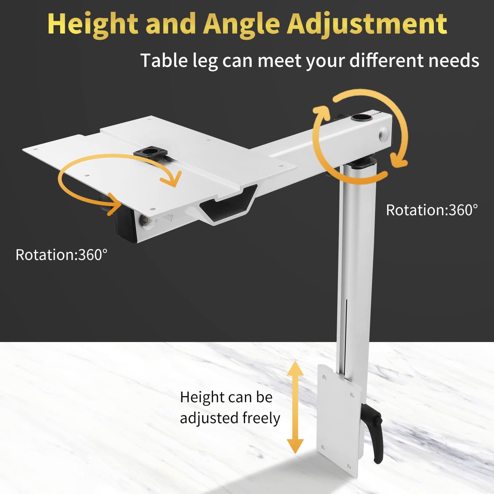 Virego Removable Table Leg Rv Accessories, 360 Degree Rotation Aluminum Alloy Laptop Table Leg, Height Adjustable Table Leg Brac