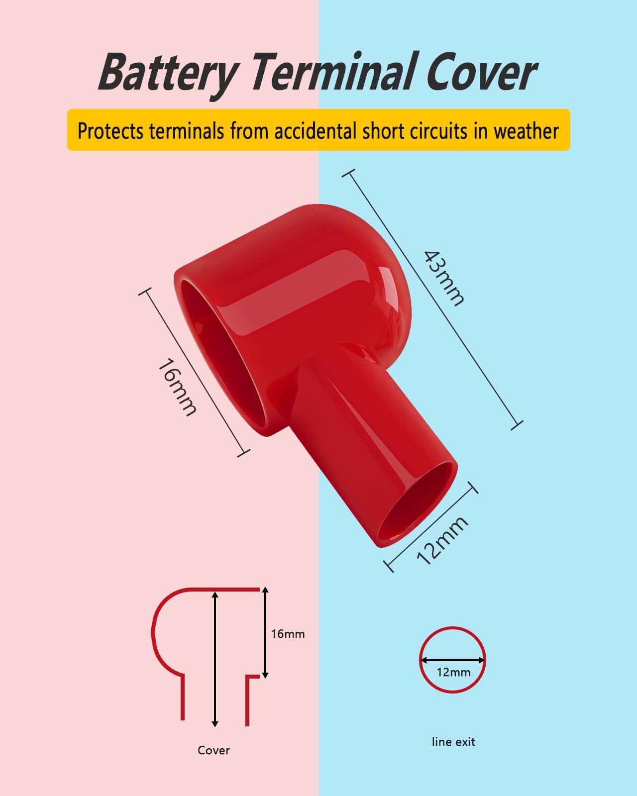 Battery Terminal Boots Insulating Covers 20 Pack (10 Red/10 Black), Protector Cable Lug Caps Replacement Tools for Auto Marine C