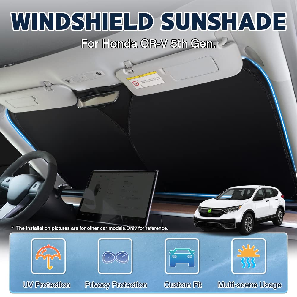 Karltys Front Windshield Sun Shade For 2017-2022 Honda Crv, Foldable Window Sunshade Cover Custom Fit Cr-V, 240T Thickened Sun S