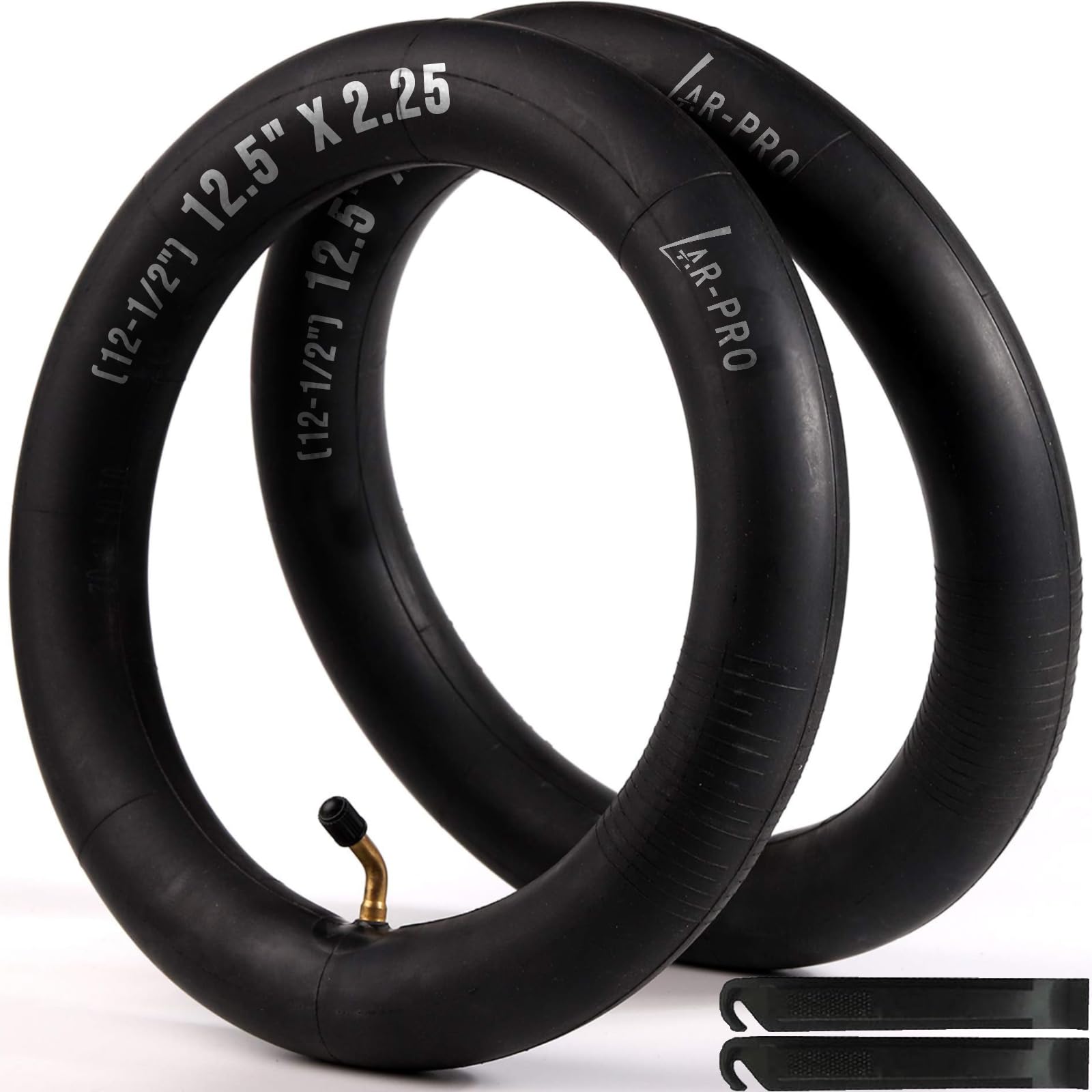 (2 Pack) Ar-Pro Scooter Replacement Inner Tubes - 12.5'' X 2.25'' Inner Tubes With Angled Valve And Free 2 Tire Levers Compatibl