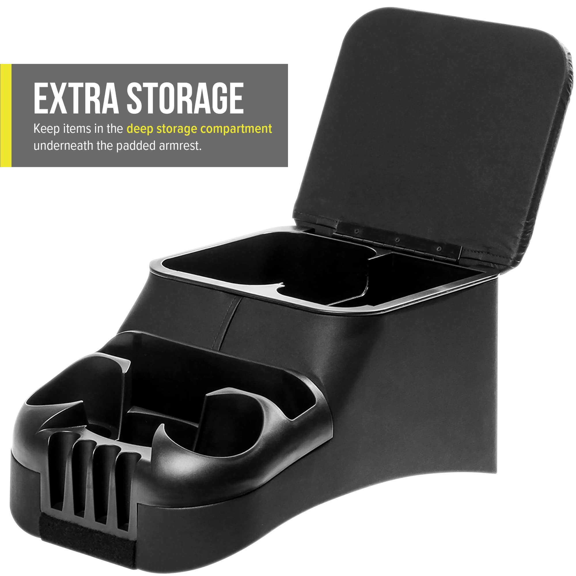 Moblorg Center Console For Truck Bench Seats, Vehicle Organizer, Medium, High-Quality Vinyl, Made In Usa (Black)