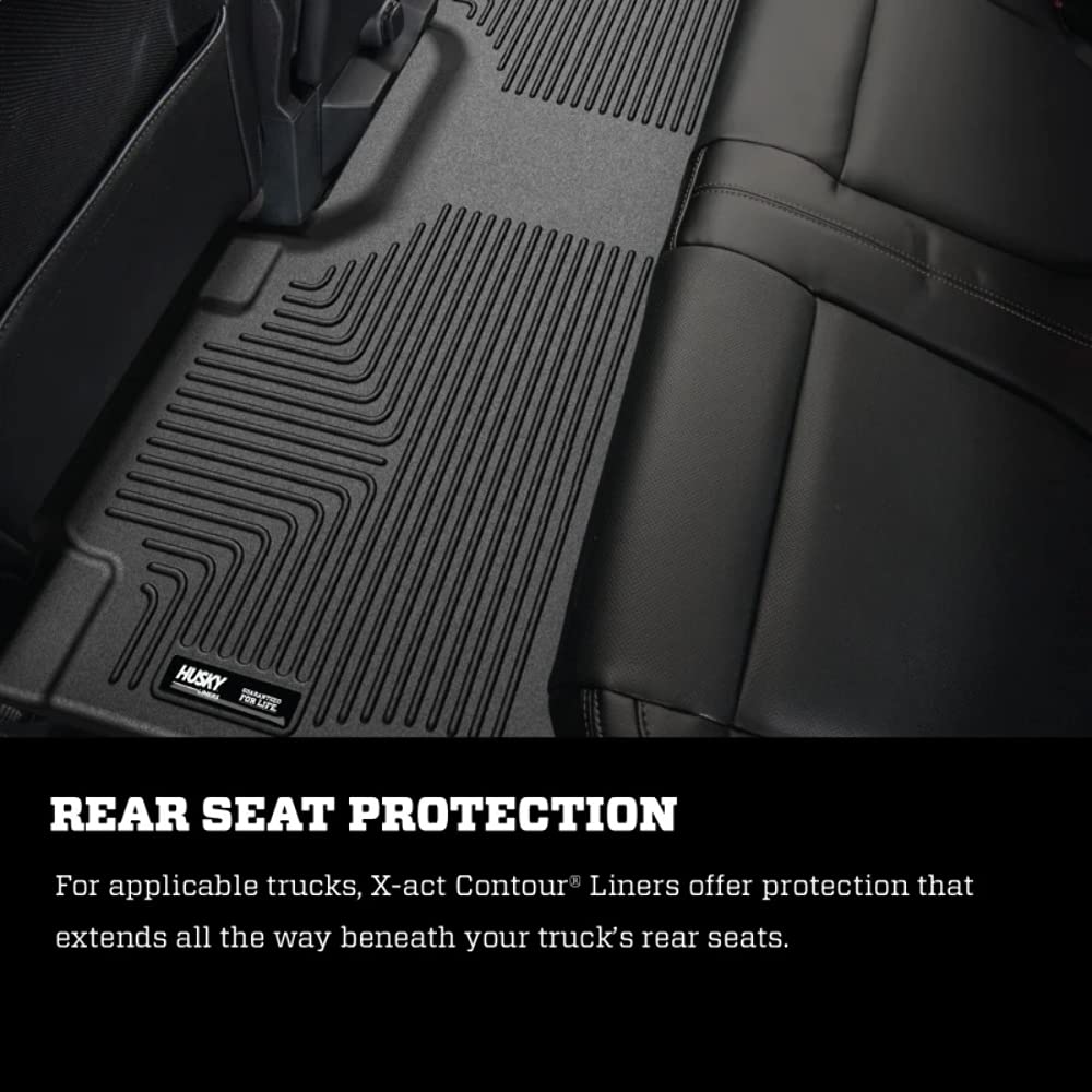 Husky Liners X-Act Contour Floor Mats | Fits 2019-2024 Dodge Ram 2500/3500 Crew Cab | Front & 2Nd Row, 3-Pc Black - 53638