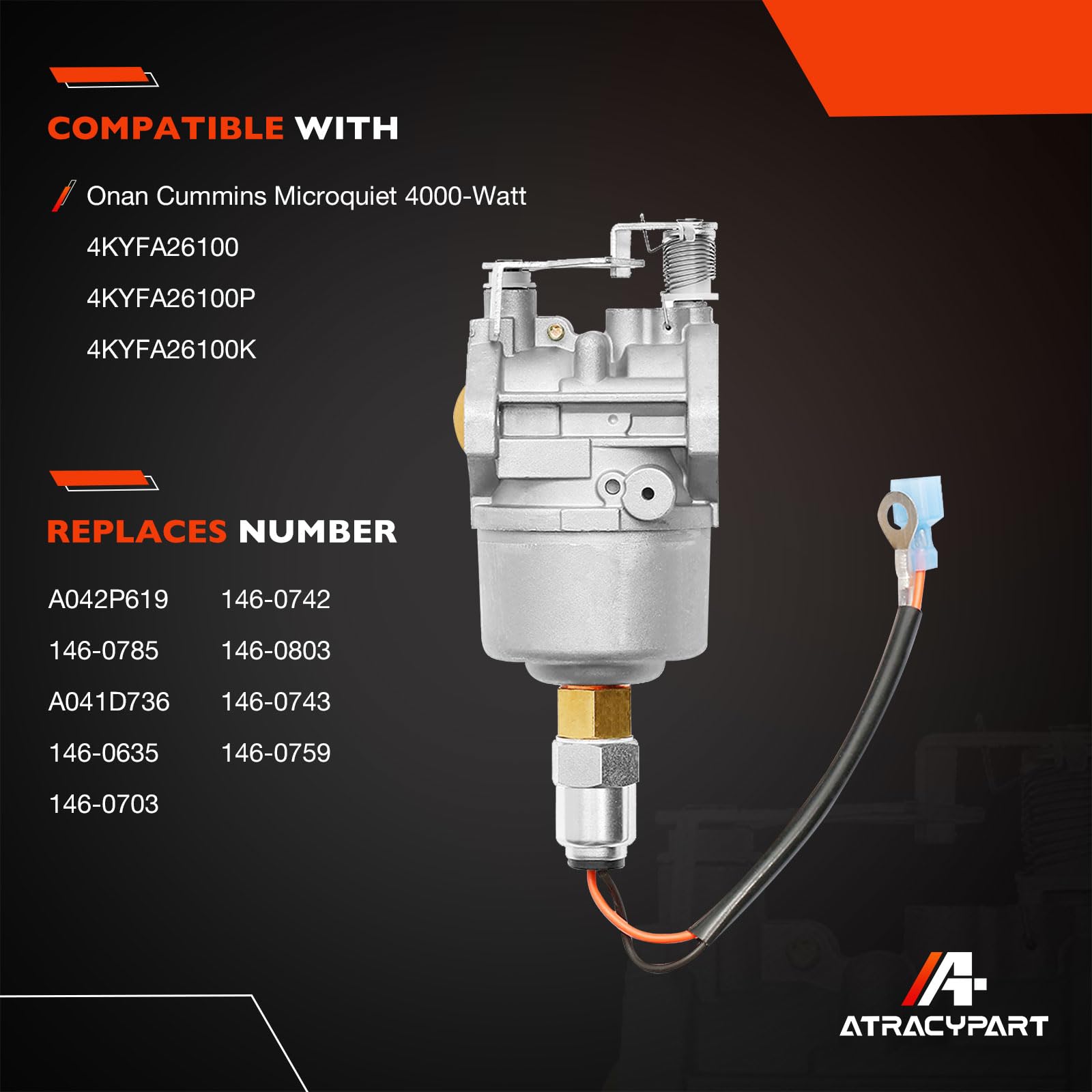 Carburetor Compatible With Onan Cummins Microquiet 4000 Watt 4Kyfa26100 Generators,Onan Cummins A041D736 4Kyfa26100 4Kyfa26100P
