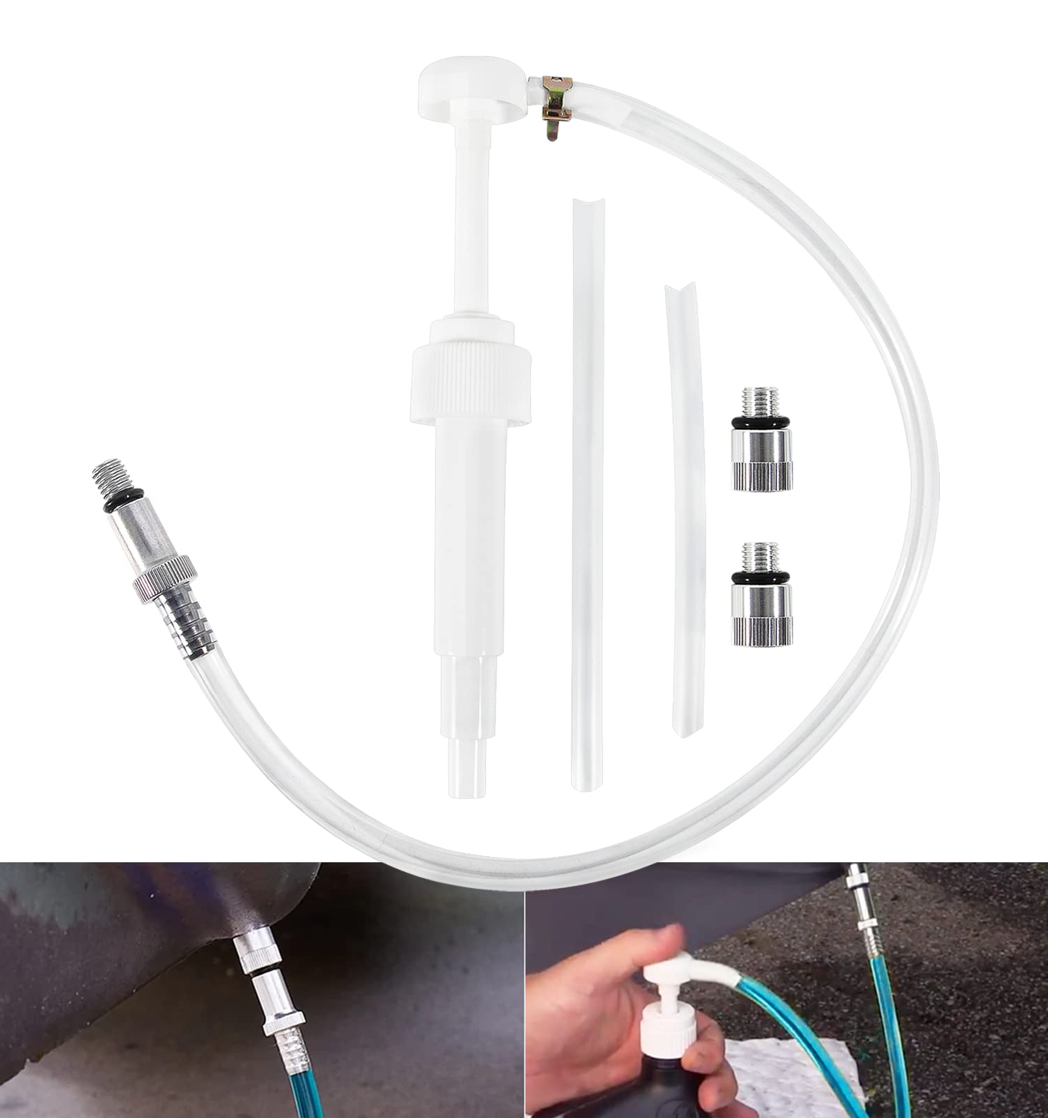 Manual Lower Unit Gear Oil Pump Kit With 8 Mm/10 Mm Generic Metal Adapter, Standard Quart Bottle Gear Lube Fluid Transfer Pump,