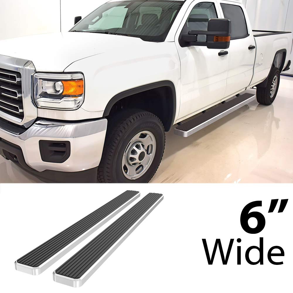 Aps Running Boards 6 Inches Compatible With Chevy Silverado Gmc Sierra 1500 2007-2018 & 2500 Hd 3500 Hd 2019 Crew Cab (Exclude 0