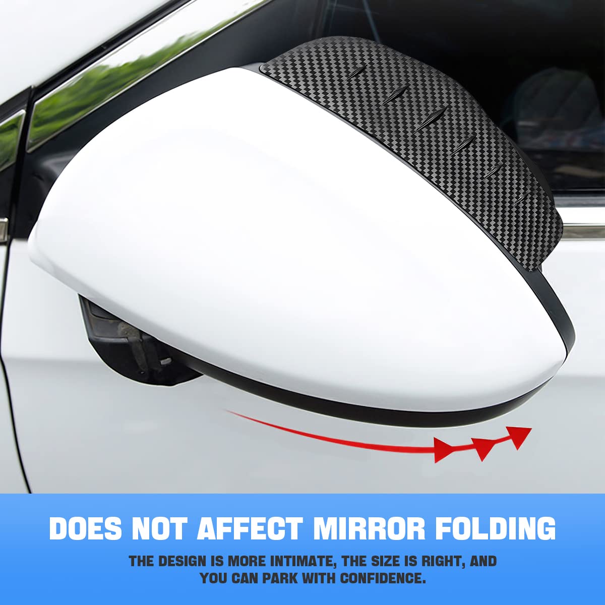 Blilo 2Pcs Smoke Visor Guards For Car Side Mirrors - Waterproof Carbon Fiber Auto Rain Eyebrows For Cars, Trucks And Suvs - Univ