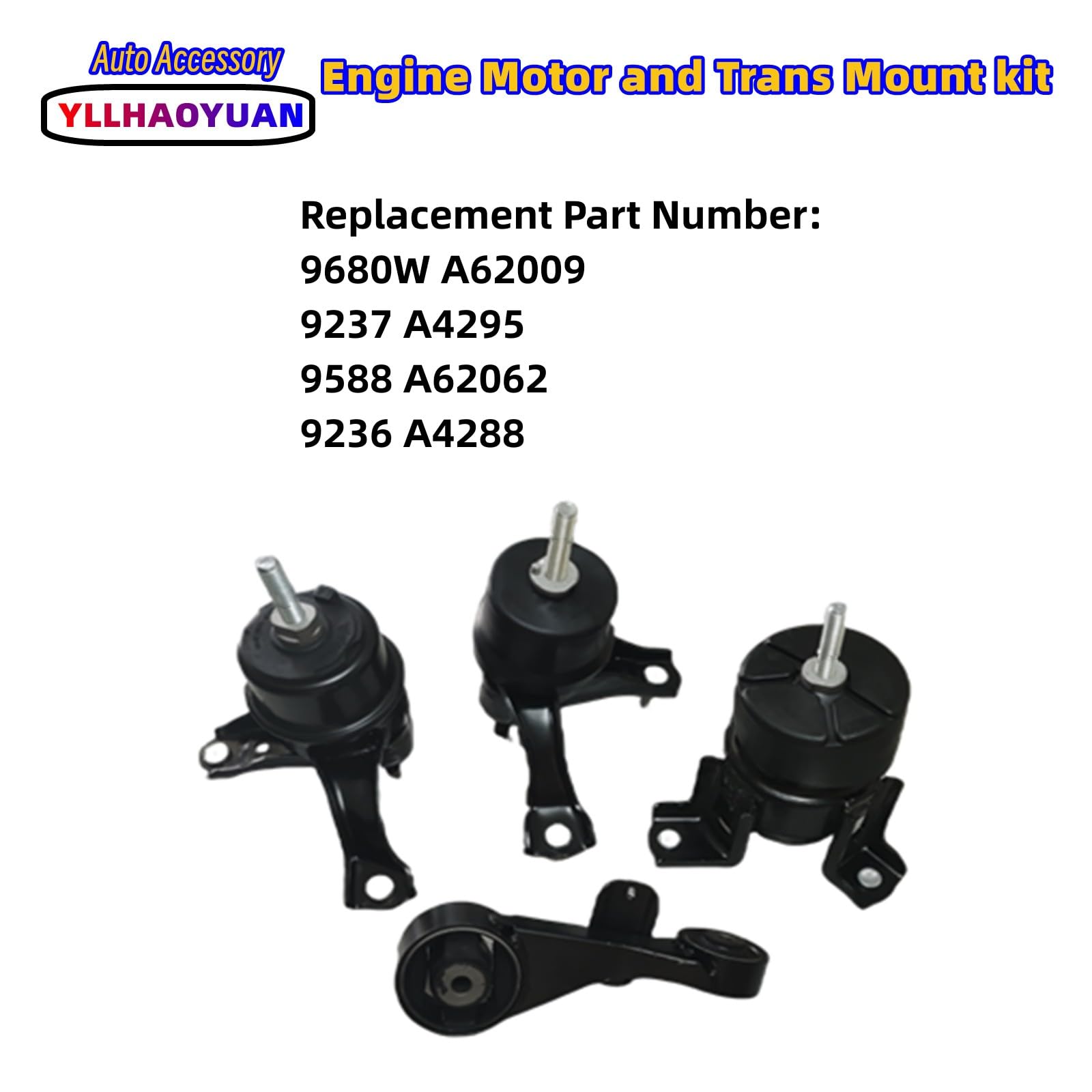 Engine Motor Mount Kit Compatible With 2010 2011 Toyota Camry 2.5L A62009 A4295 A62062 A4288