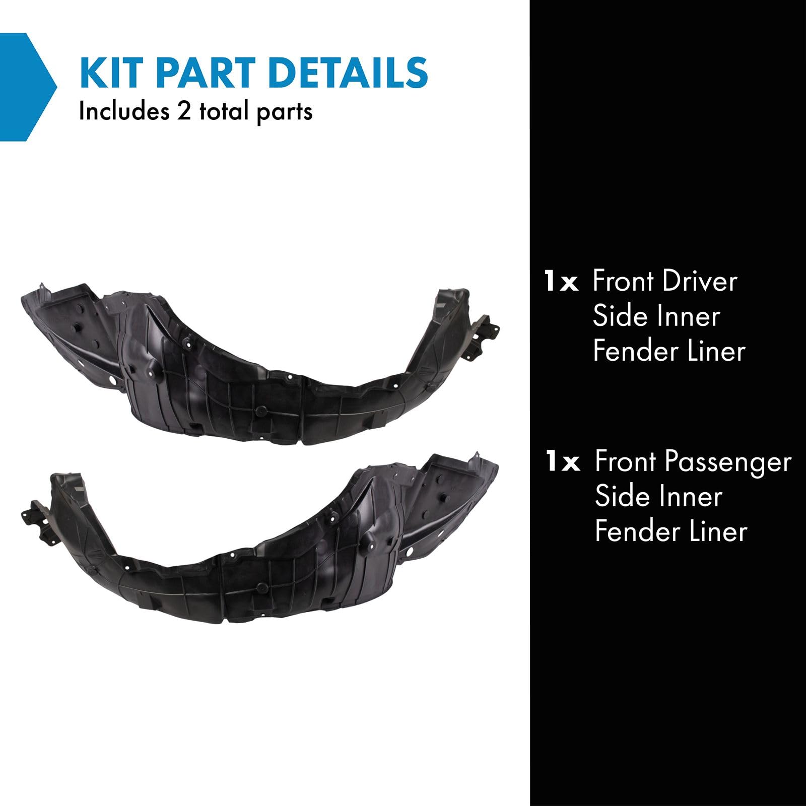 Trq Front Inner Fender Liner Set Compatible With 2019-2023 Nissan Altima Ni1248166 Ni1249166