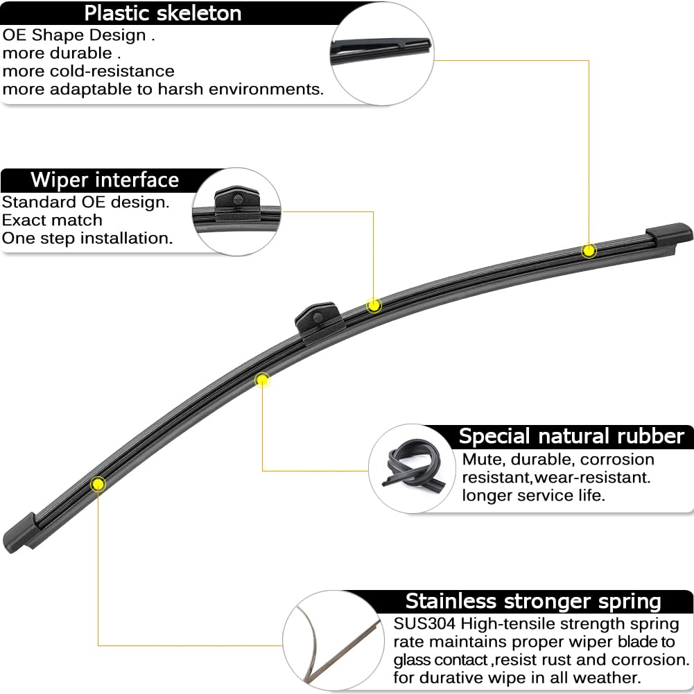 Autoboo 24''+20'' Windshield Wipers With 13'' Rear Wiper Blades Replacement For Audi Q5 2009-2017,Sq5 2014-2017,Rs Q3 2021-2022