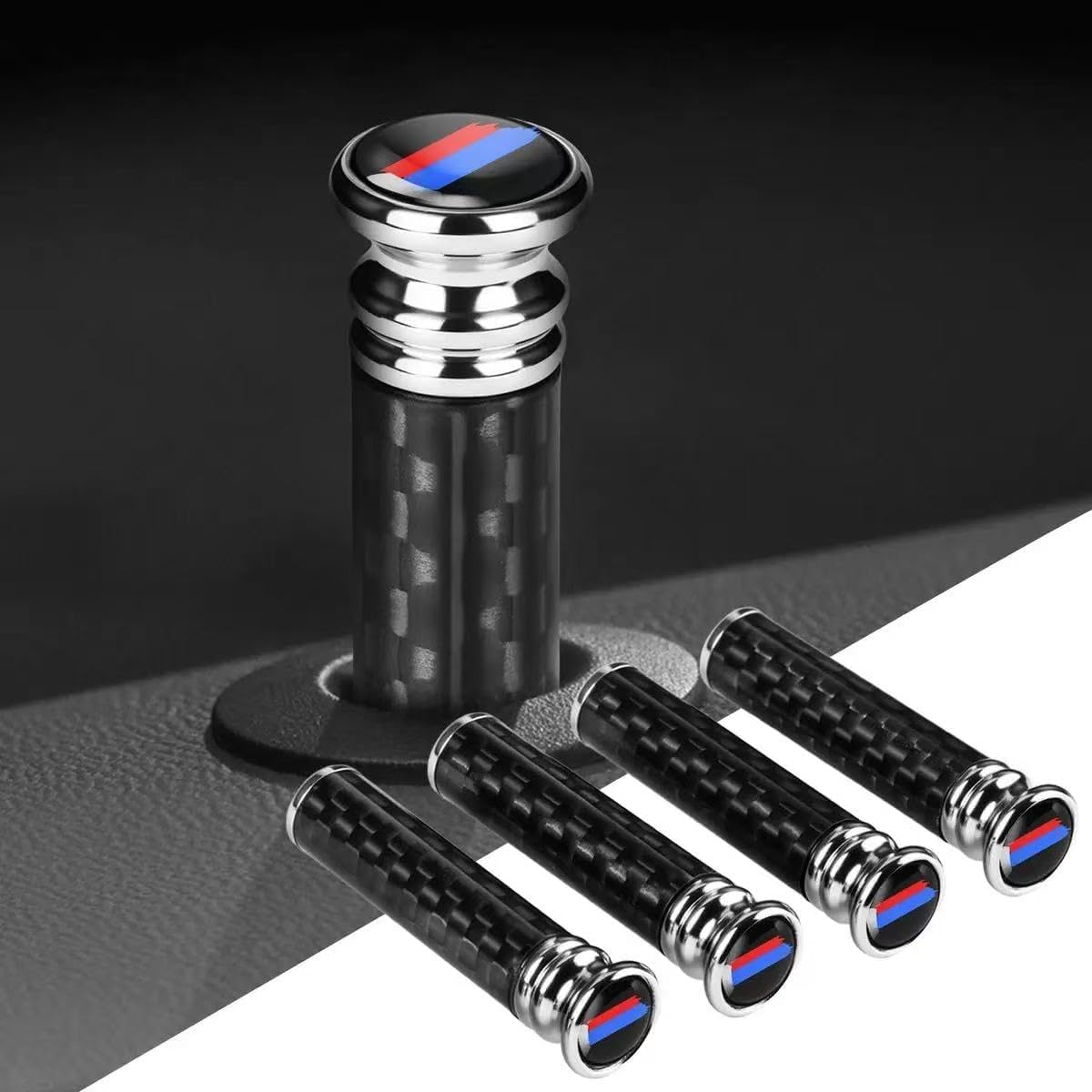 Generic 4 Pcs Car Door Lock Knobs Carbon Fiber Door Lock Bolt Pin Cover Stick Compatible with BMW 1 2 3 4 5 6 7 Series X1 X2 X3 
