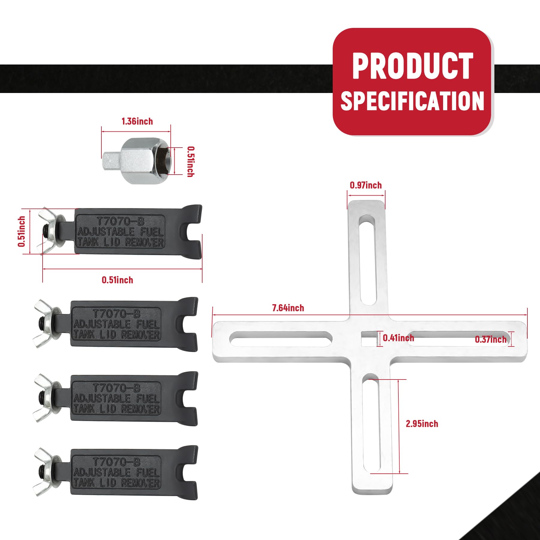 AUPREX Universal Fuel Pump Removal Tool, Adjustable 4 Jaw Fuel Tank Lock Ring Tool Range from 2.1    to 5.9   , Heavy Duty Fuel