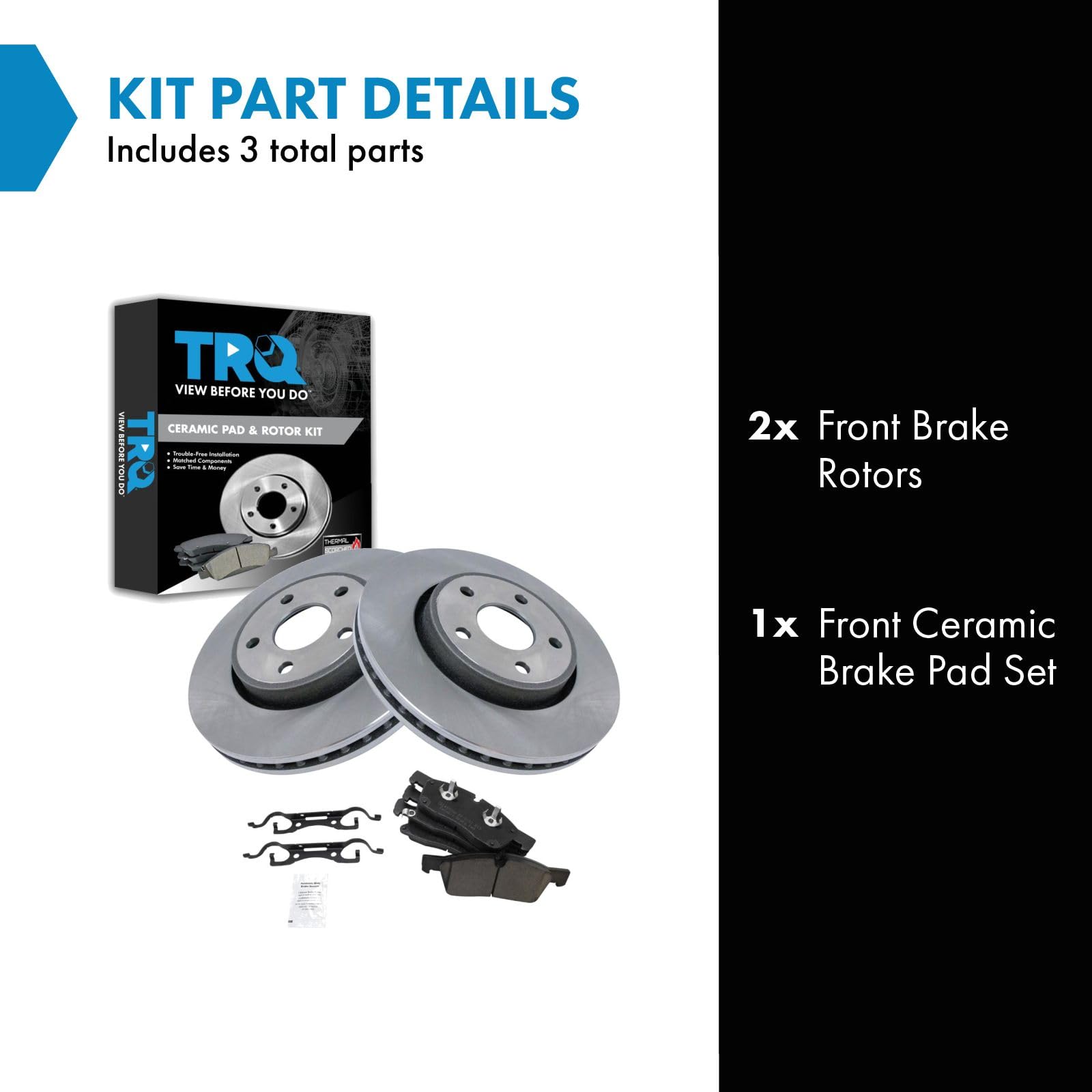 Trq Front Brake Pad & Rotor Kit Brake Pads Brake Rotor Ceramic Compatible With 2011-2016 Dodge Durango Jeep Grand Cherokee