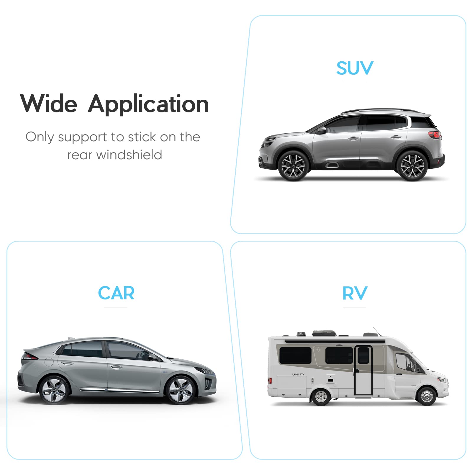 PixelMan Rear Camera Mount - Black Windshield & Window Bracket for SUV, Truck, RV Backup Camera