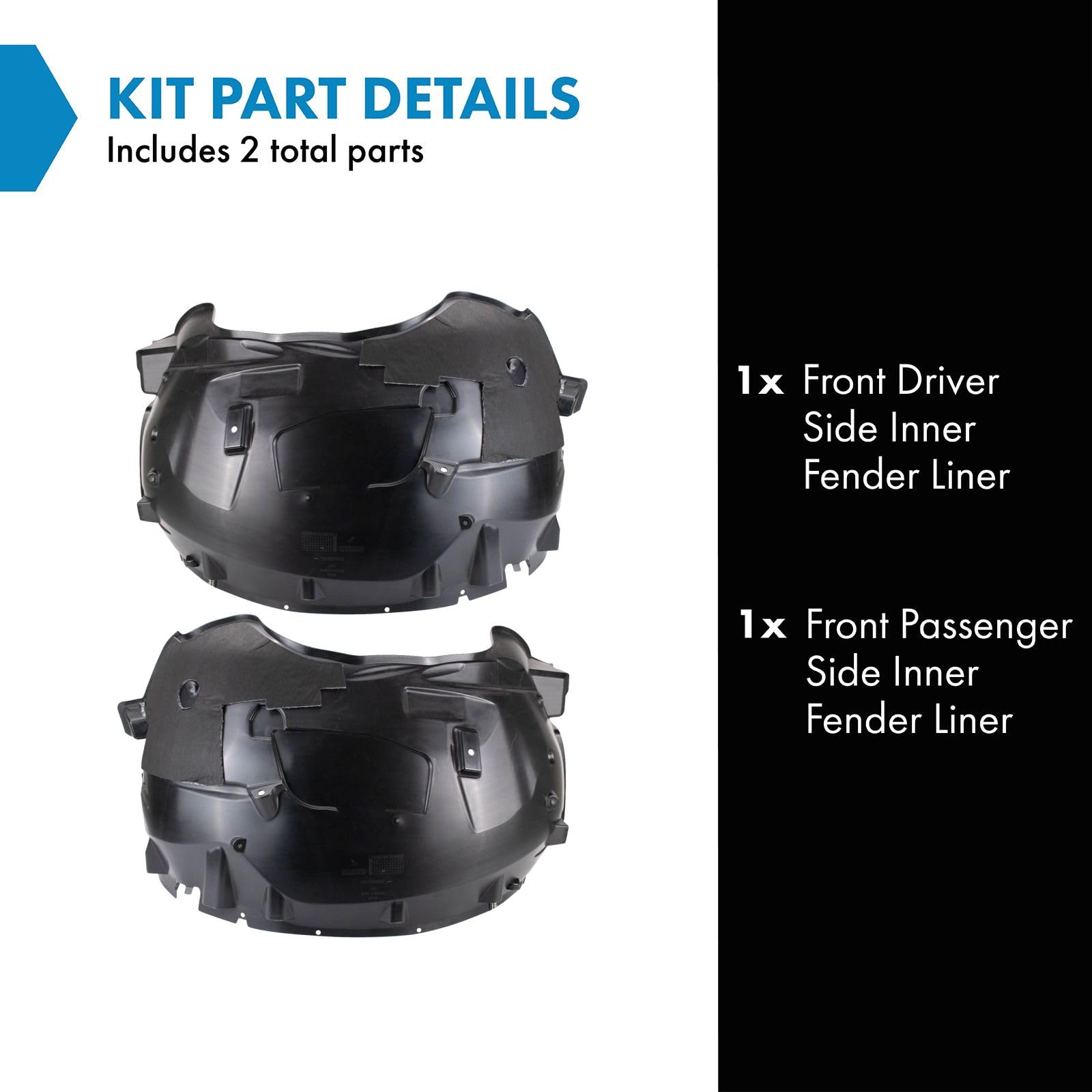 Trq Front Inner Fender Liner Set Compatible With 2017-2020 Ford F-150 Fo1248209 Fo1249209