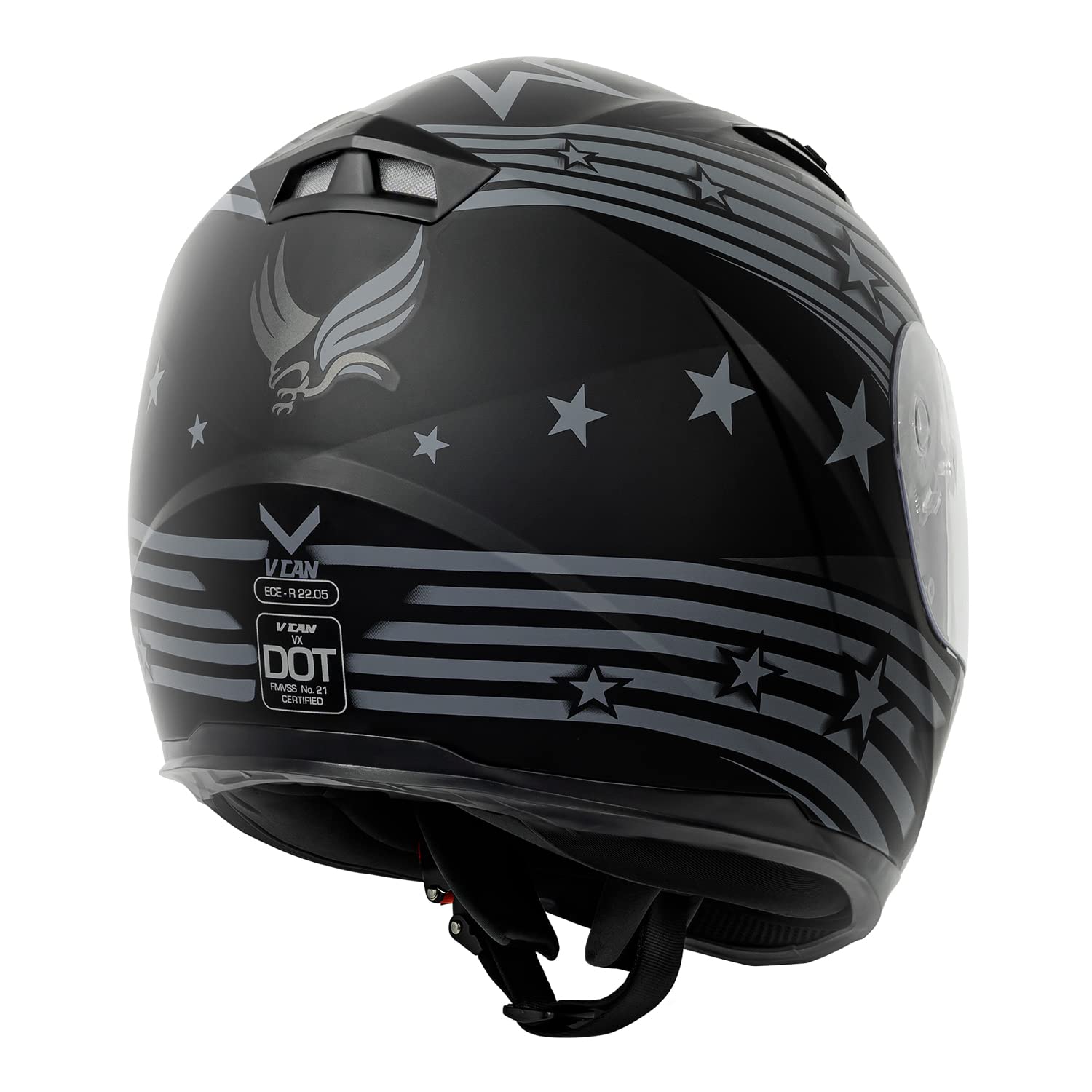 Vcan Vx Lightweight Full Face Motorcycle Street Bike Helmet With Extra Tinted Visor Dot Approved (Matte Black Galaxy, Large)
