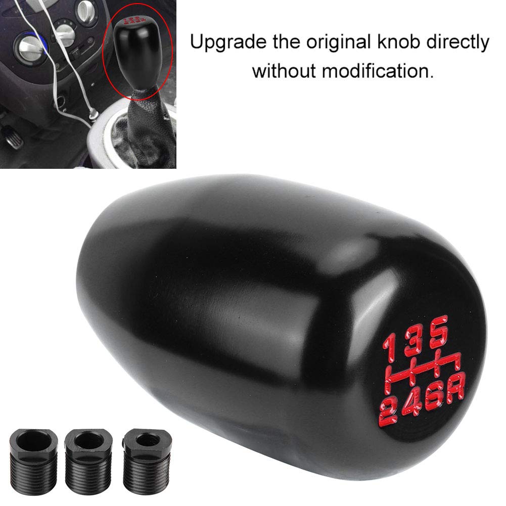 Dweekiy Gear Shift Knob,Car Universal Modification Manual Knob Gear Shift Head Shifter 6 Speed(Black)