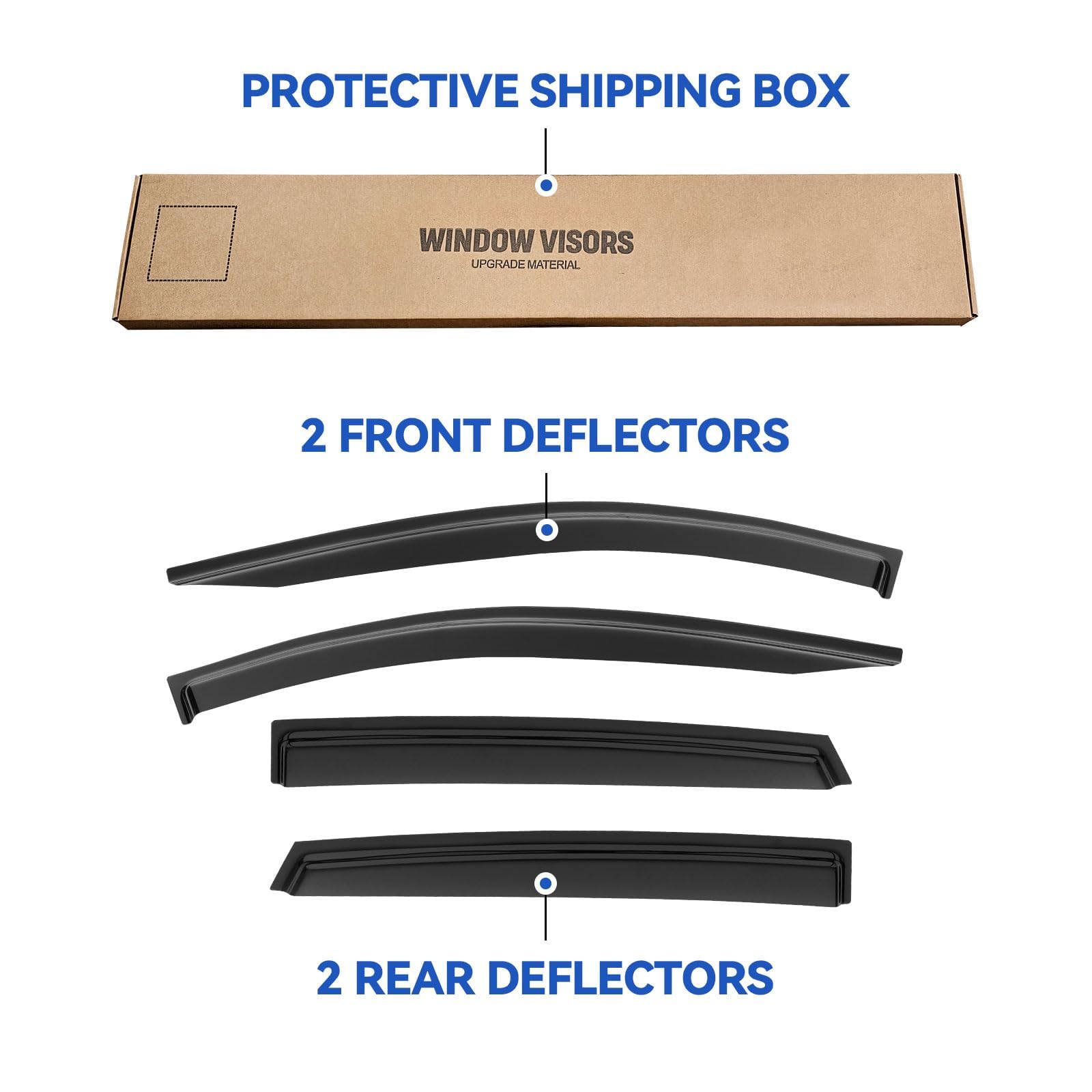 YQAUTEC Window Visors Rain Guards, Smoked Out-Channel Deflectors for 2020-2026 Ford Escape, Model YD-308-P