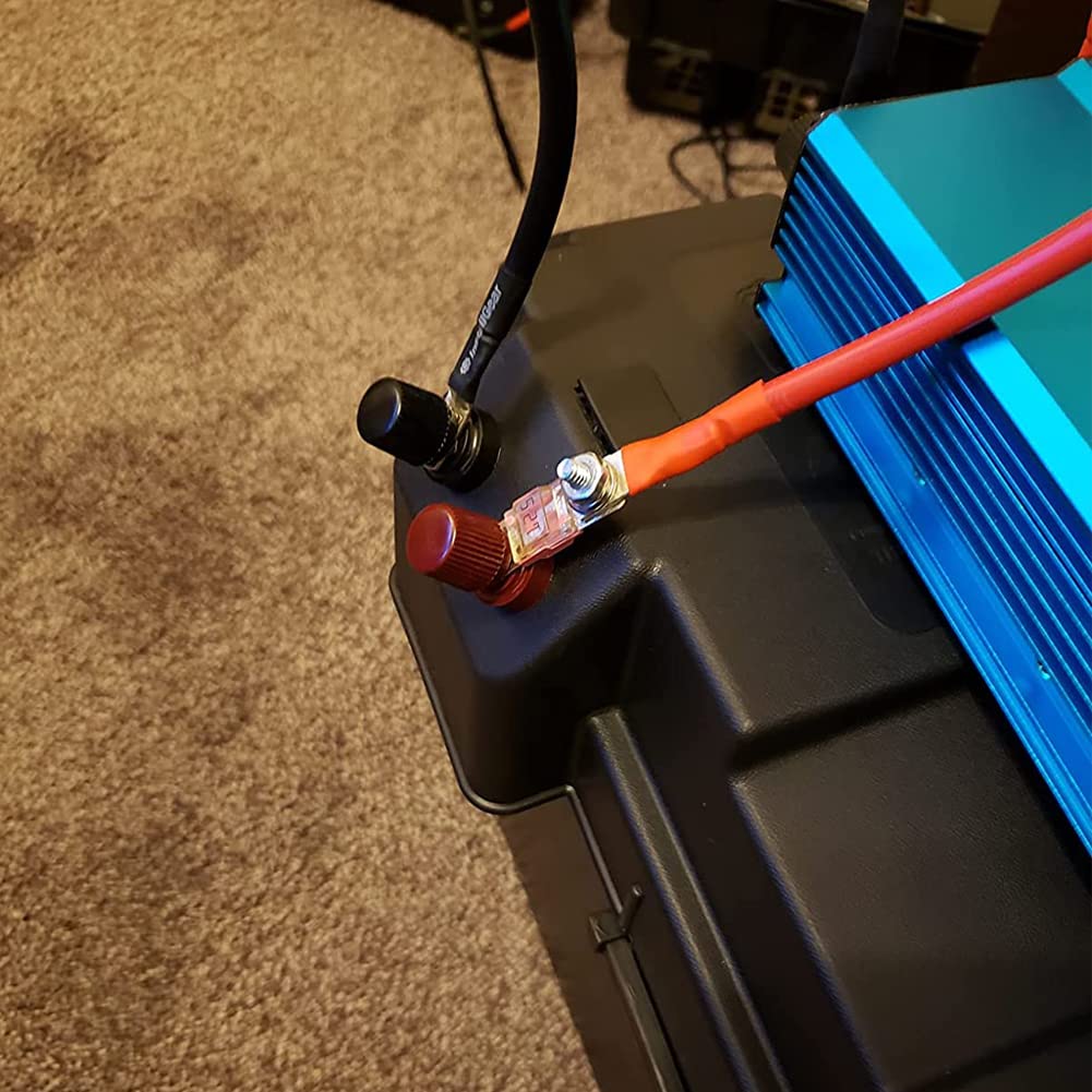 3/8'' Copper Battery Terminal Stud Connector, Ampper M10 Remote Battery Binding Post Junction Post Block Terminal Kit, Pack of 2