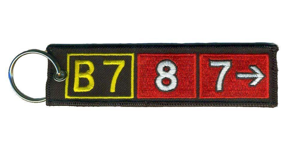 Boeing 787 Airport Taxiway Sign Embroidered Keychain