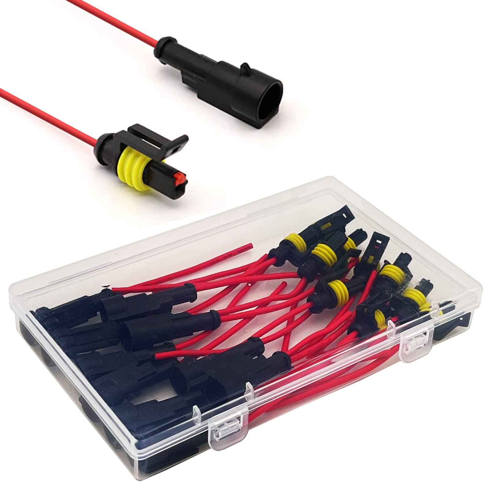 Twippo 18 Awg 1 Pin Connector Waterproof Wire Connectors 1 Pin Automotive Electrical Connectors Quick Disconnect Wire Connectors