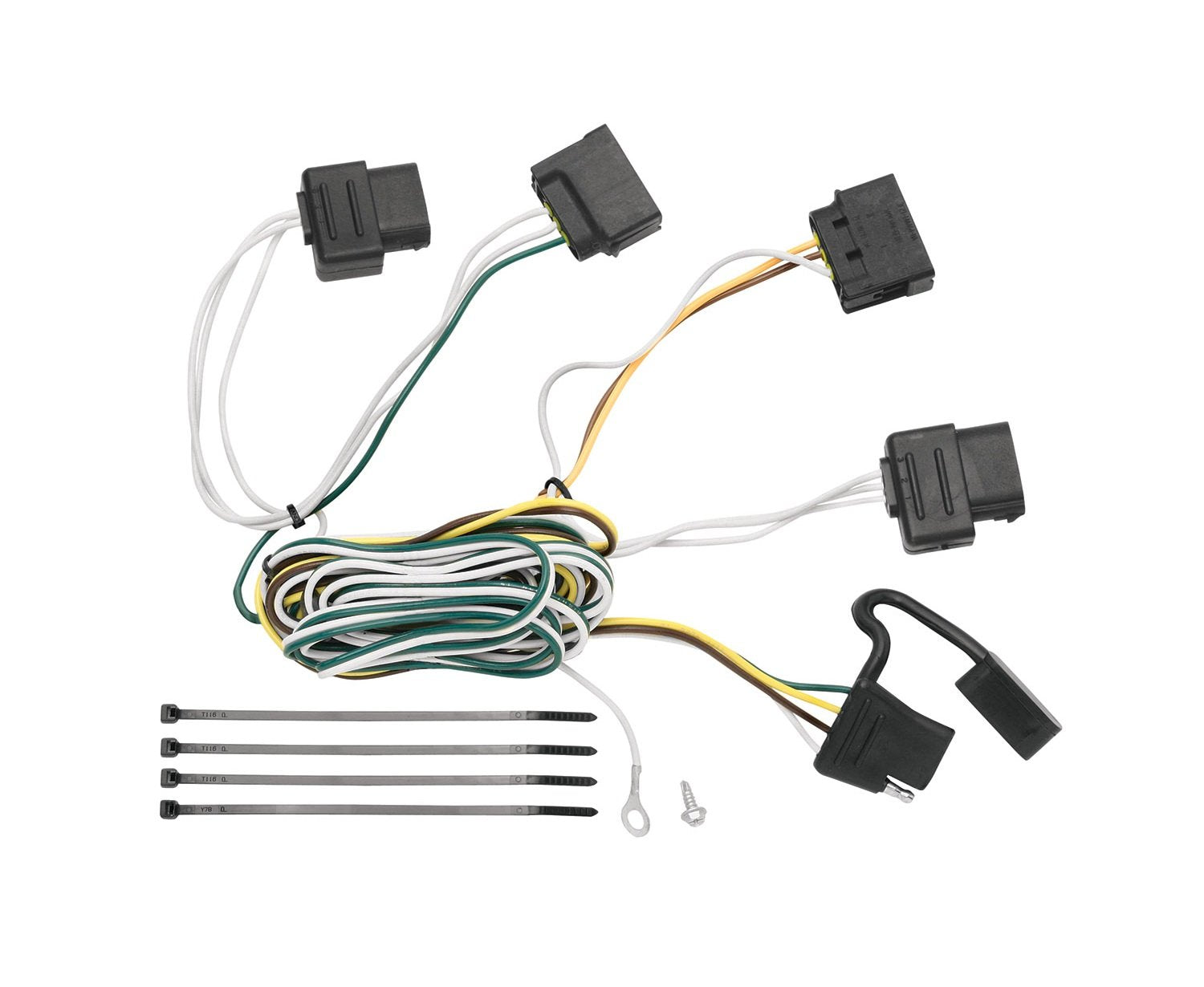Tekonsha T-One T-Connector Harness, 4-Way Flat, Compatible with Select Ford Focus, Black
