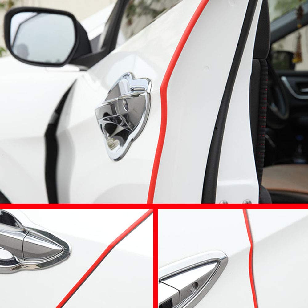 Esupport 16Ft 5M U Shape Car Door Moulding Rubber Scratch Protector Strip Edge Guard Trim Seal Red