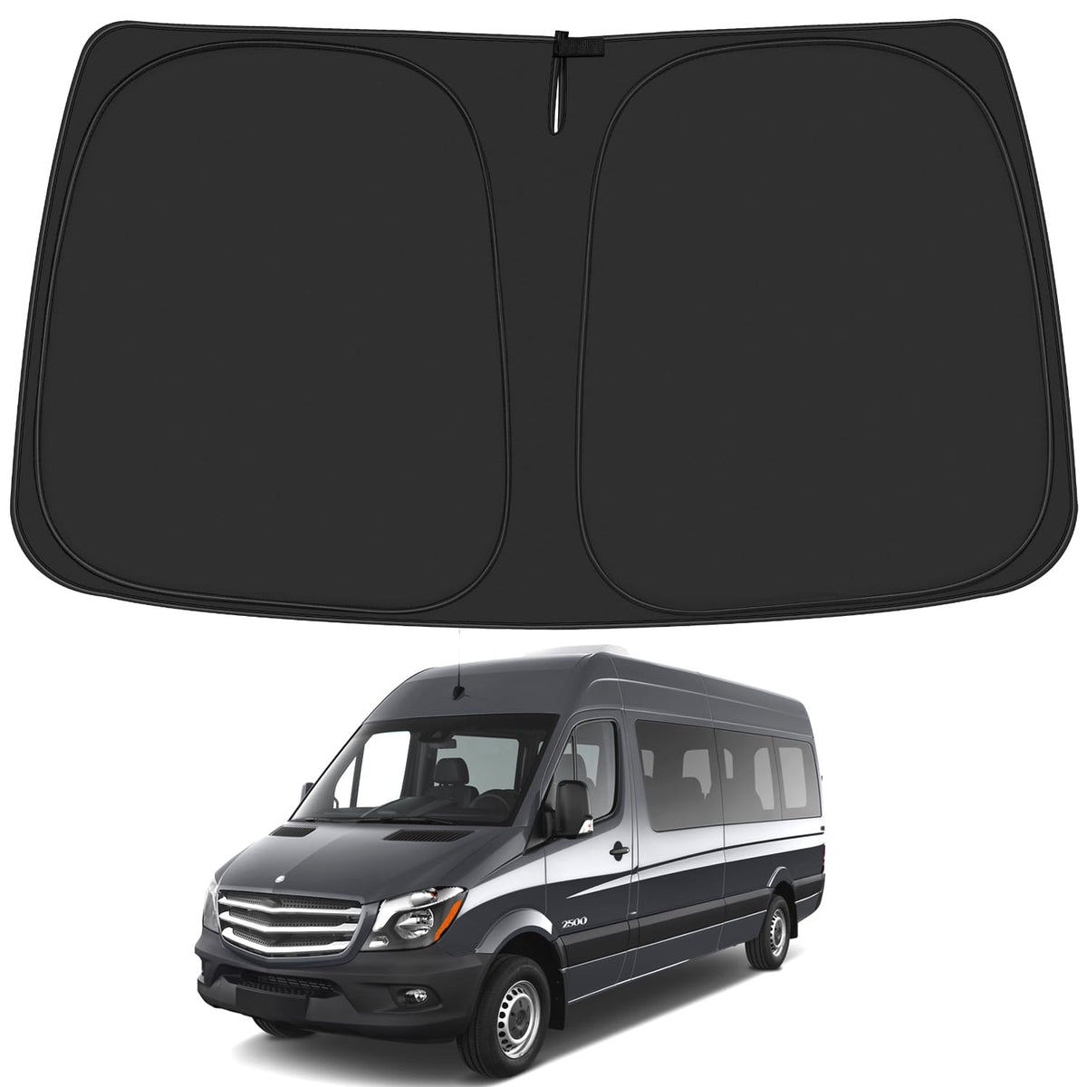 ULROLIT Windshield Sun Shade for 2007-2024 Sprinter, Freightliner, Foldable Window Sunshade Sun Visor Protector, Front Windshiel