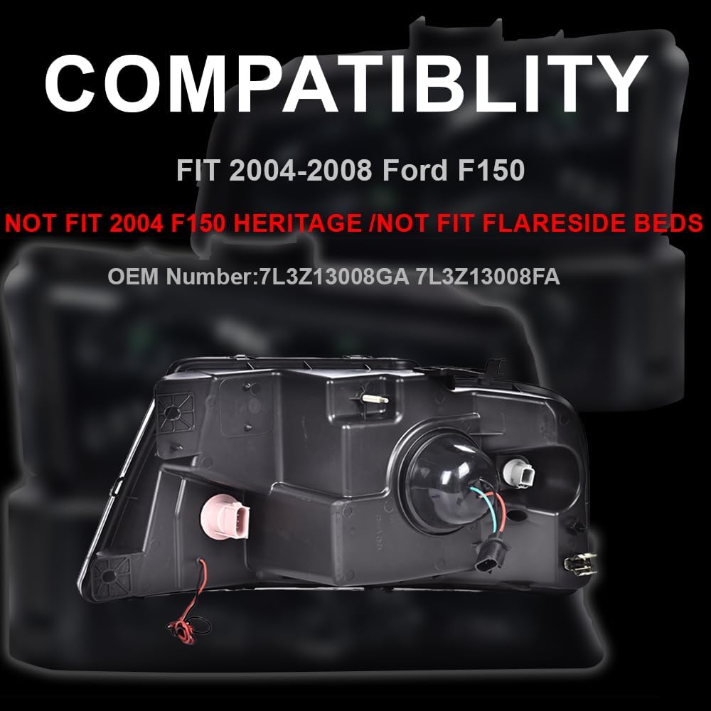 G-Plus Led Drl Headlights, Compatible With 2004-2008 Ford F150, Compatible With 06-08 Lincoln Mark Lt(Not Fit For 04 F150 Herita