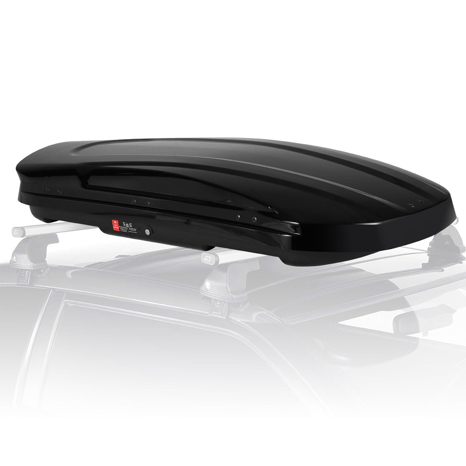 69 Inch Rooftop Cargo Box Carrier, 16.9 Cu.Ft Hard Shell Roof Rack Cargo Carrier with Security Keys, 165 Lbs Capacity Waterproof