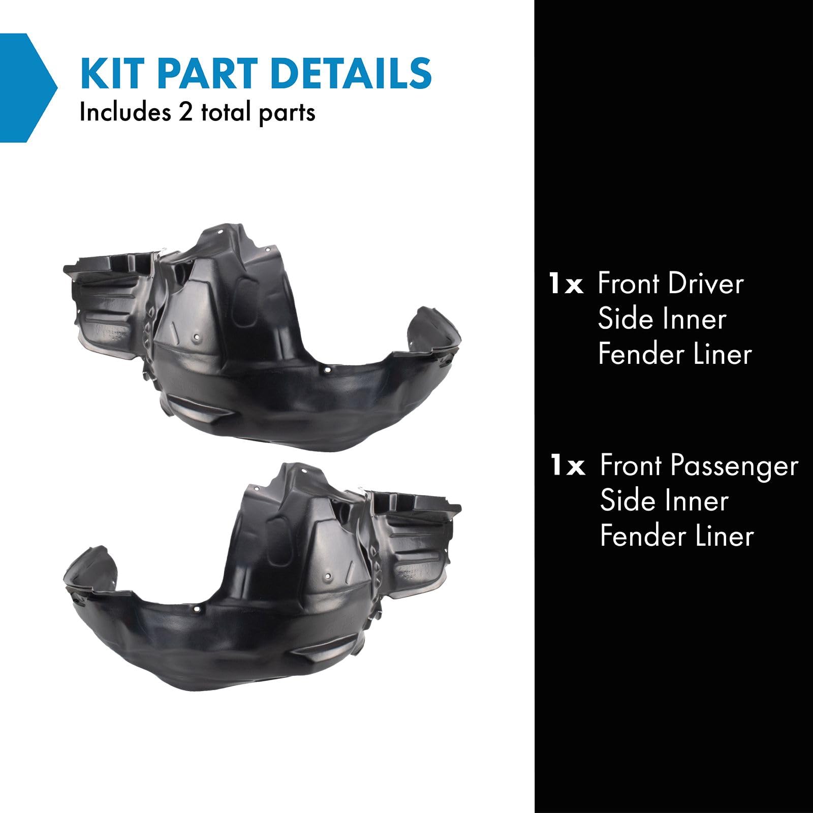 Trq Front Inner Fender Liner Set Compatible With 2012-2014 Subaru Impreza Su1248124 Su1249123